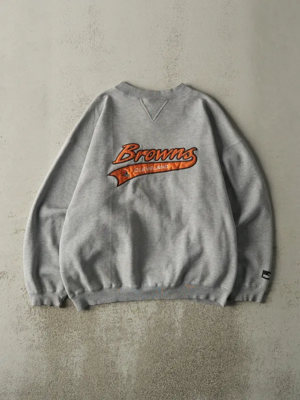 Vintage 90s Grey Embroidered Cleveland Browns Crewneck (L) sold by Rebalance Vintage