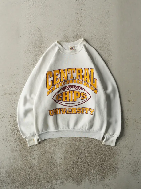 Vintage 80s White Central Michigan University Chips Crewneck (M) sold by Rebalance Vintage