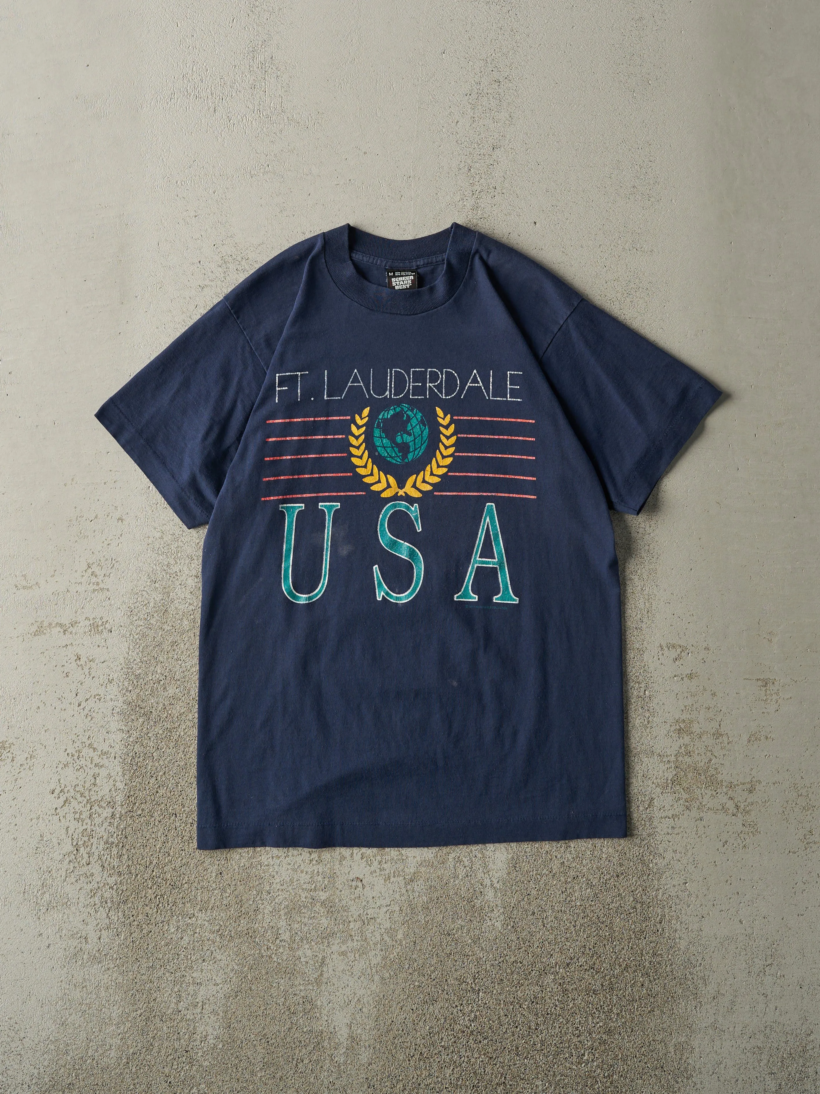 Vintage 91' Navy Blue Ft. Lauderdale Single Stitch Tee (S) sold by Rebalance Vintage