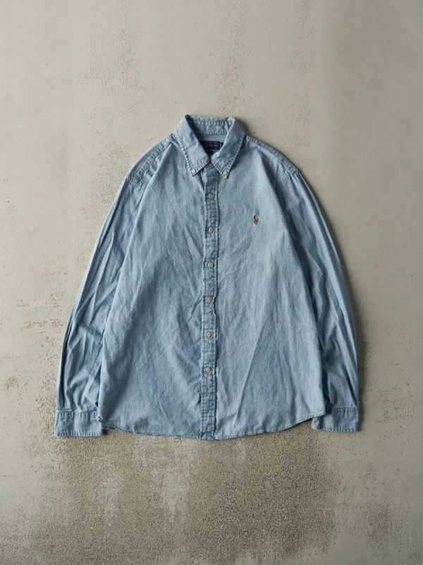 Vintage Y2K Light Wash Ralph Lauren Denim Button Up (M/L) sold by Rebalance Vintage