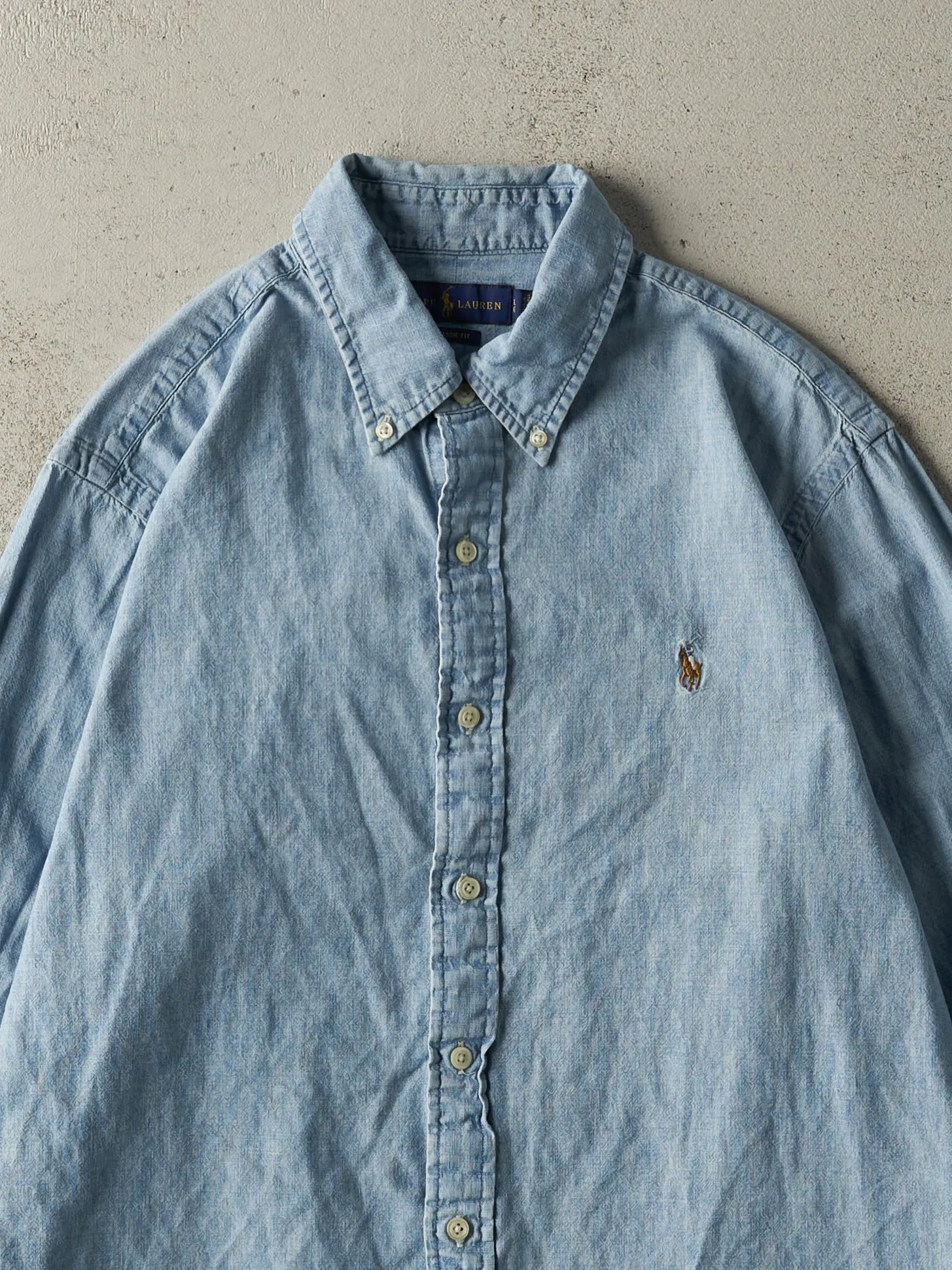 Vintage Y2K Light Wash Ralph Lauren Denim Button Up (M/L) sold by Rebalance Vintage product image thumbnail 3