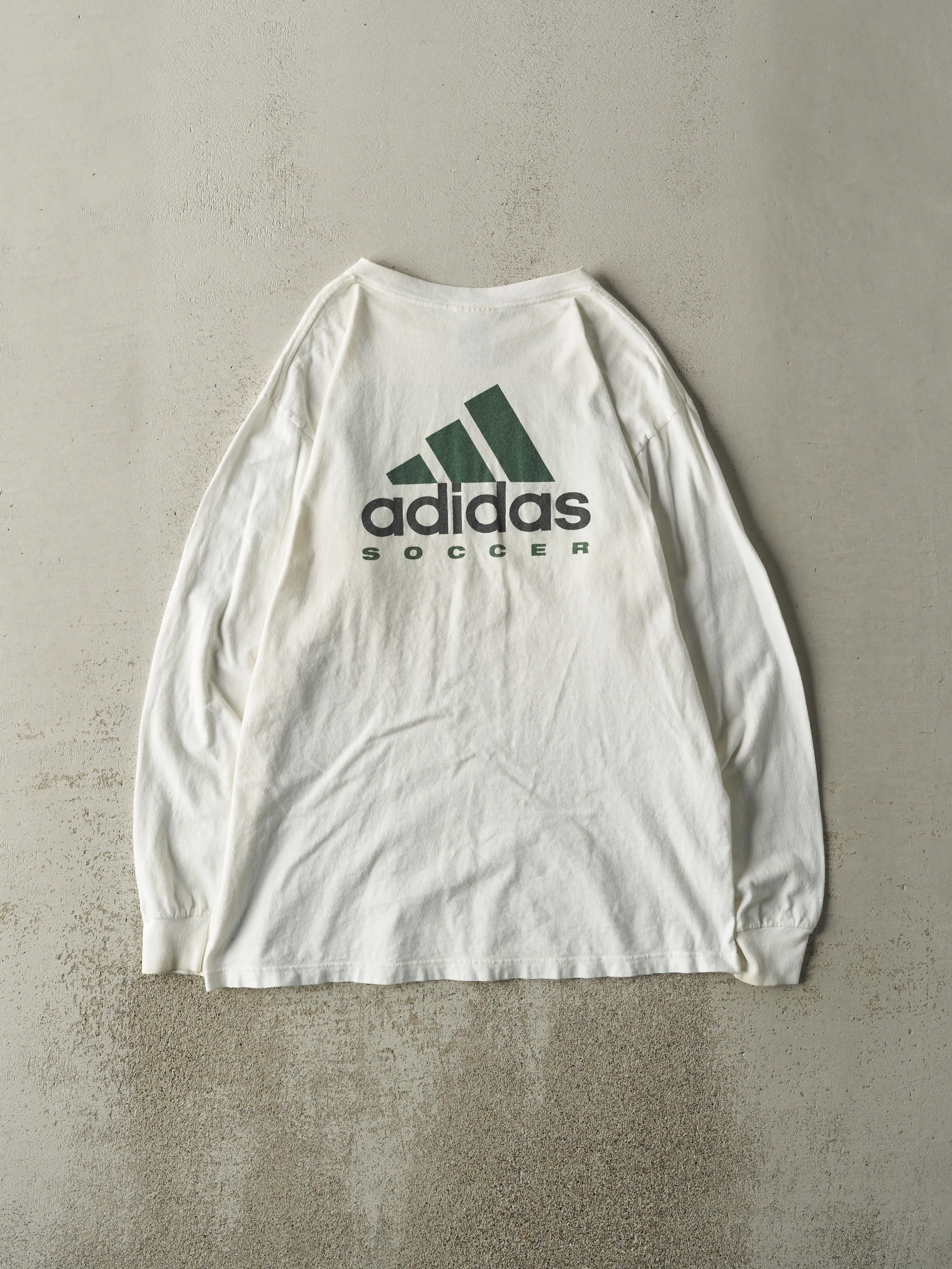 Vintage 01' White Adidas Soccer Long Sleeve (M) sold by Rebalance Vintage product image thumbnail 2