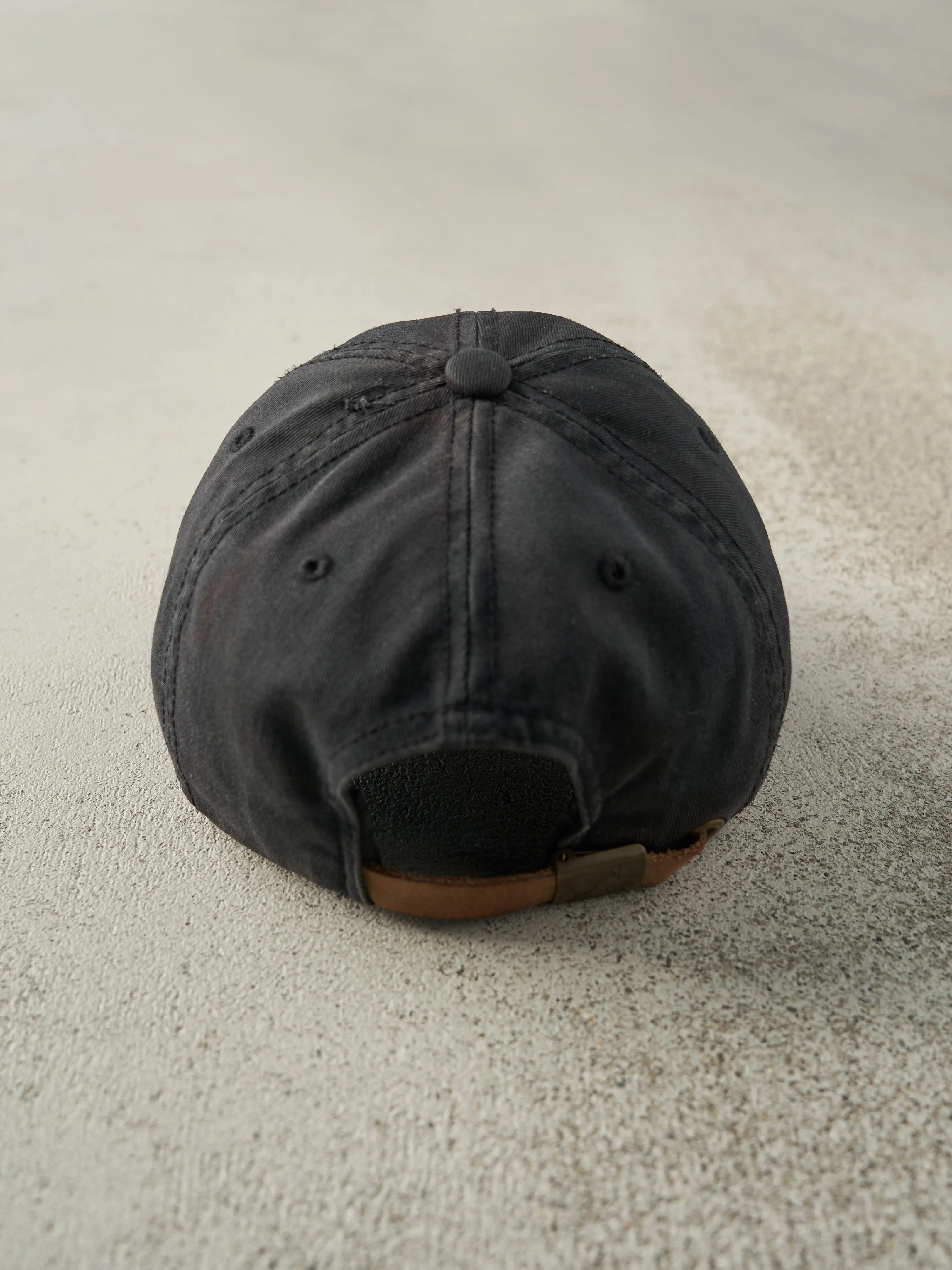 Vintage 90s Black Embroidered Kangol Leather Strap Back Hat sold by Rebalance Vintage product image thumbnail 3