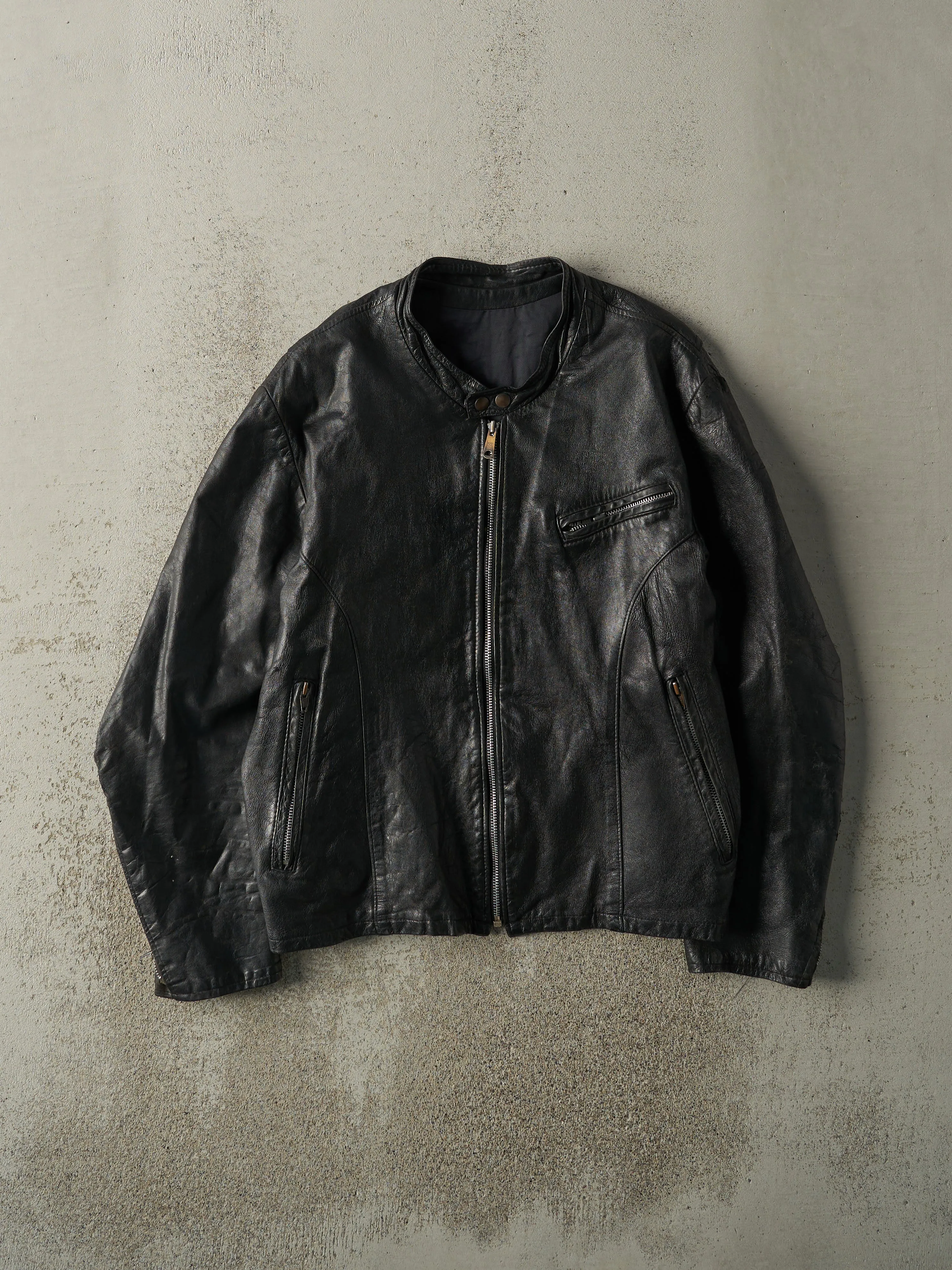 Vintage 80s Black Biker Style Leather Jacket (M) sold by Rebalance Vintage