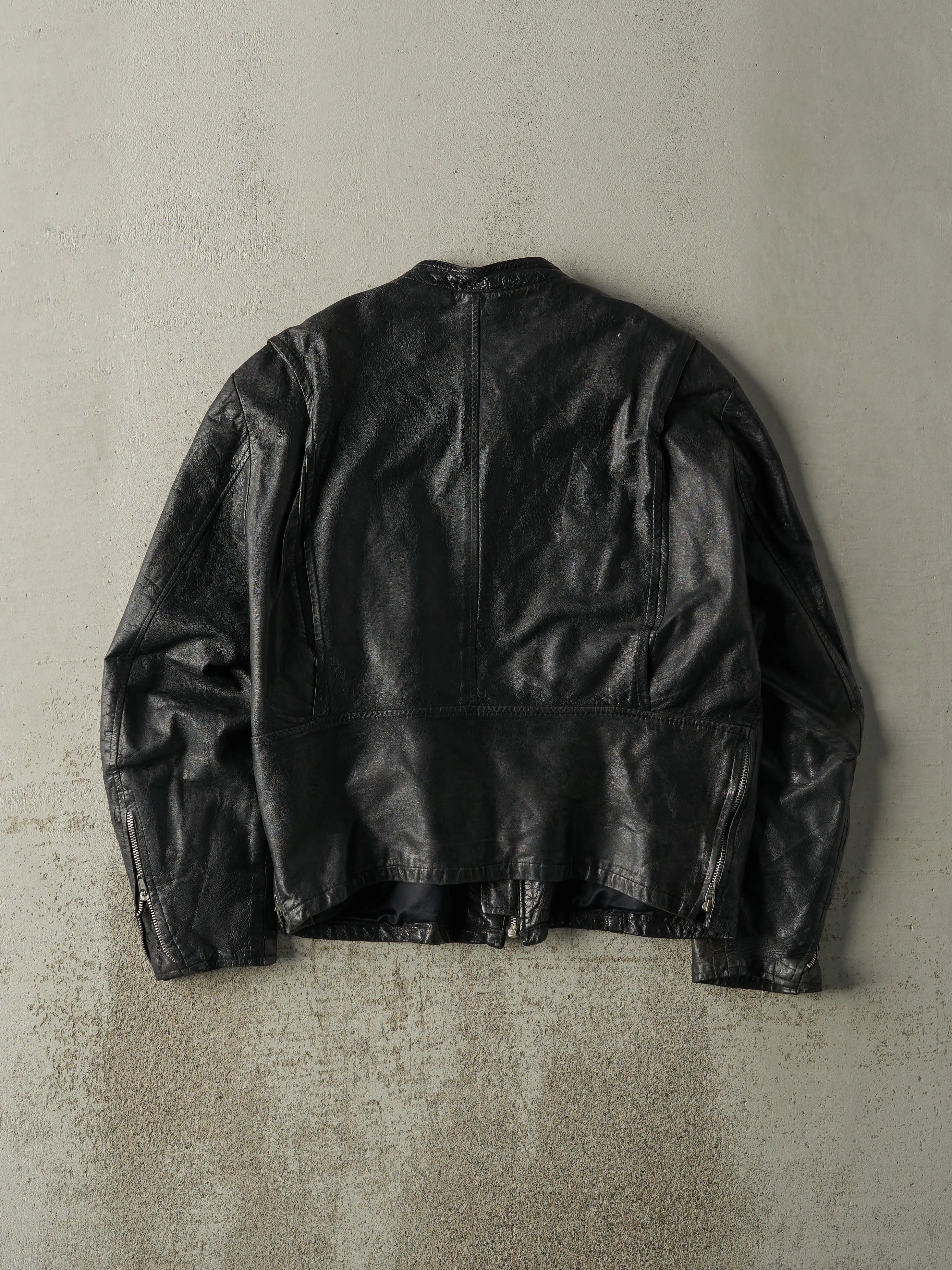 Vintage 80s Black Biker Style Leather Jacket (M) sold by Rebalance Vintage product image thumbnail 3