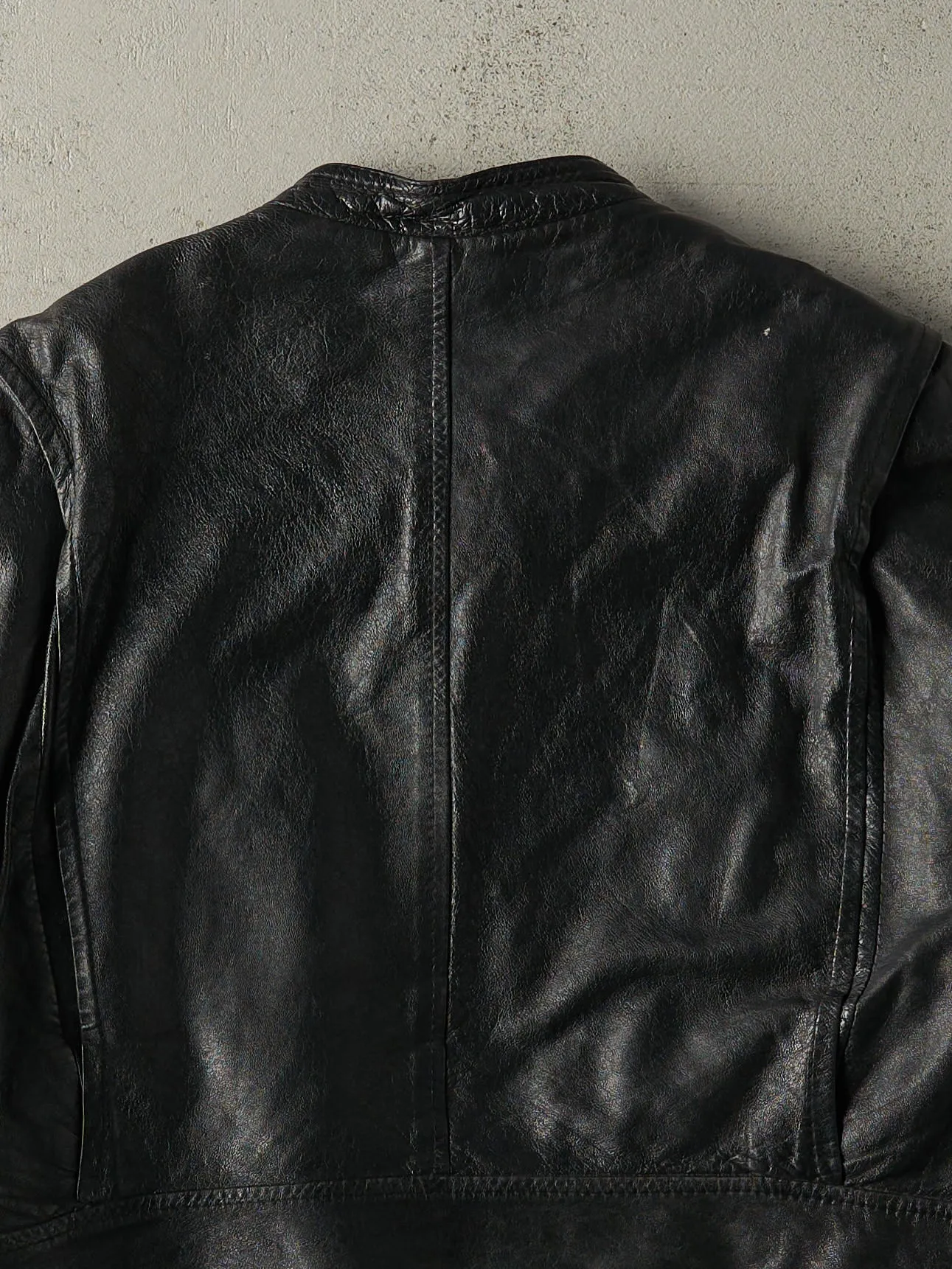 Vintage 80s Black Biker Style Leather Jacket (M) sold by Rebalance Vintage product image thumbnail 5