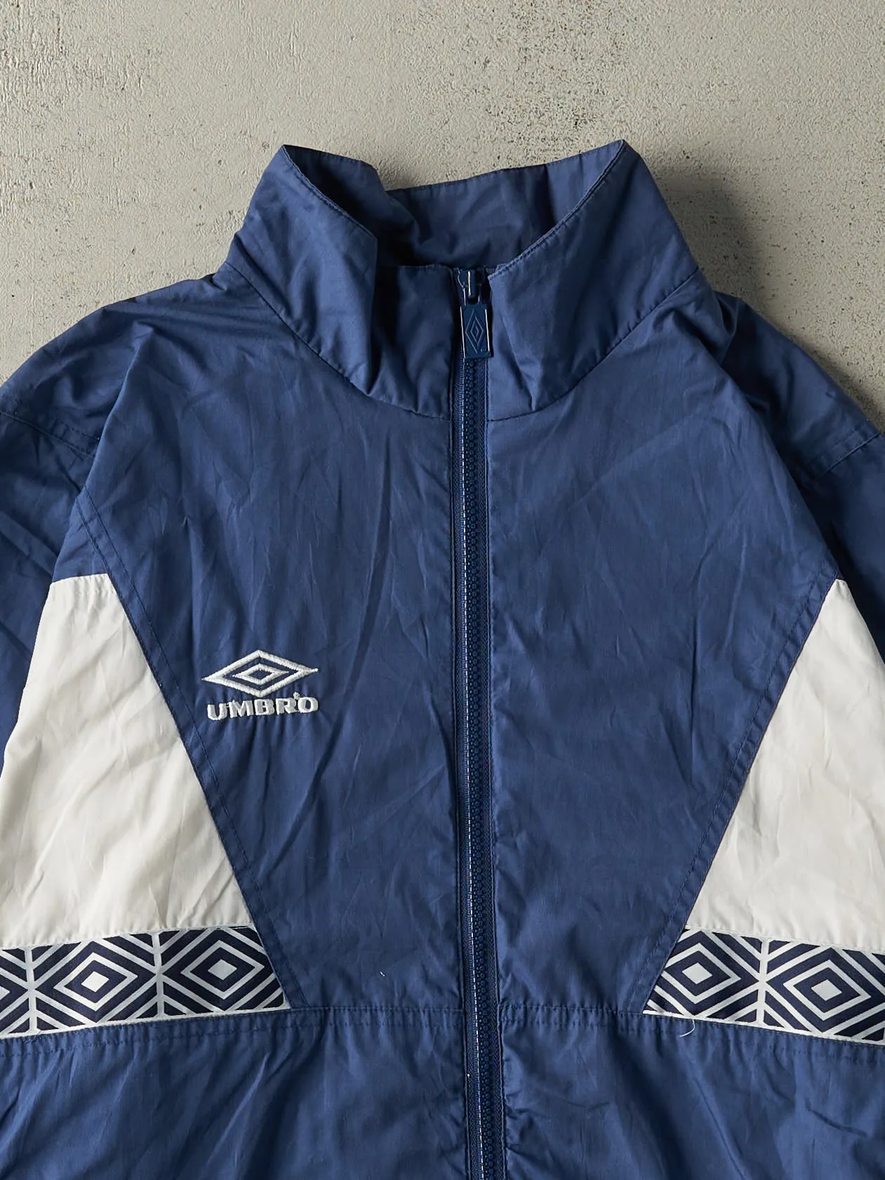 Vintage 90s Navy Blue & White Umbro Windbreaker Track Jacket (L) sold by Rebalance Vintage product image thumbnail 3