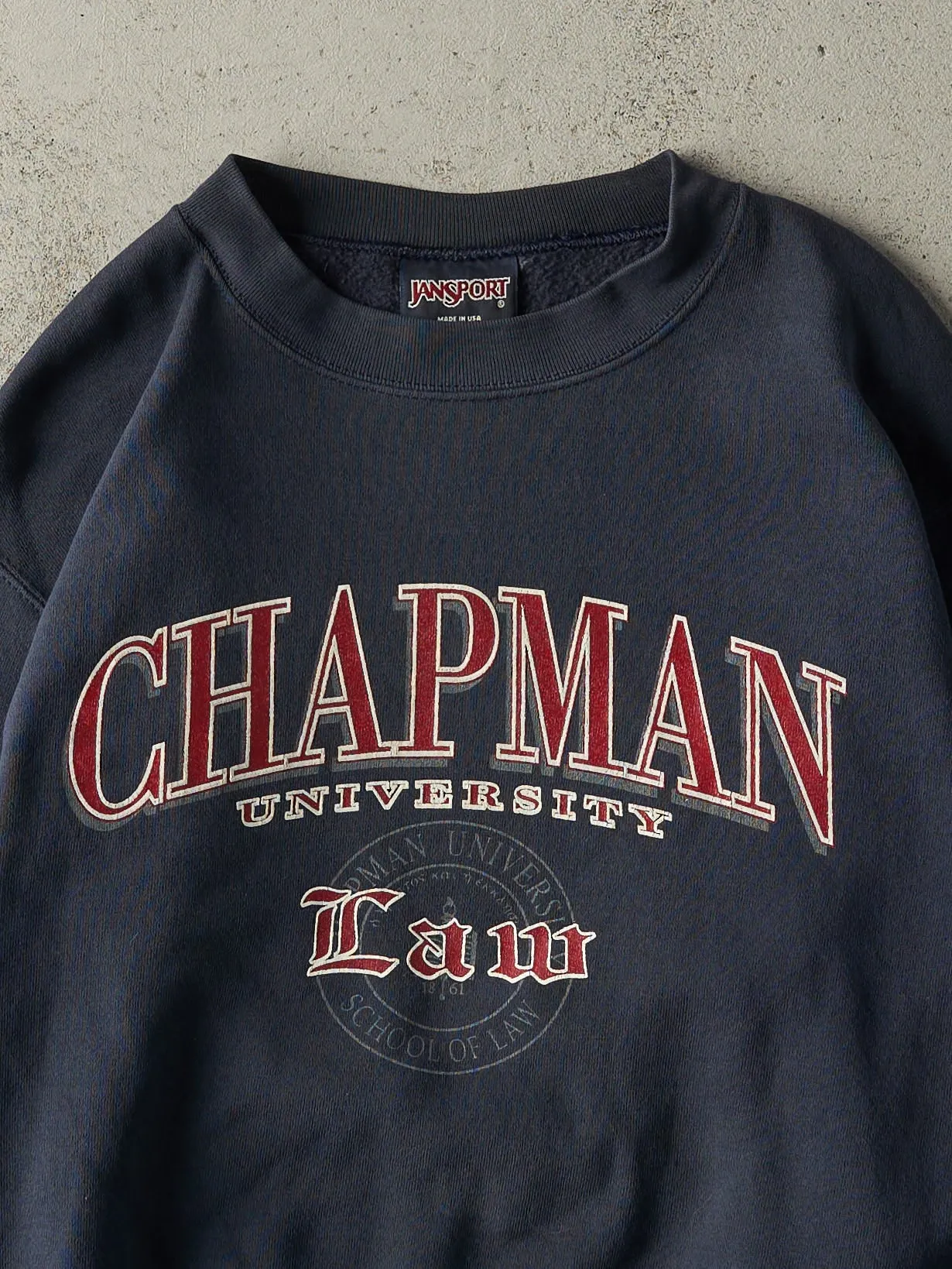 Vintage 90s Navy Blue Chapman University Law Crewneck (S/M) sold by Rebalance Vintage product image thumbnail 2