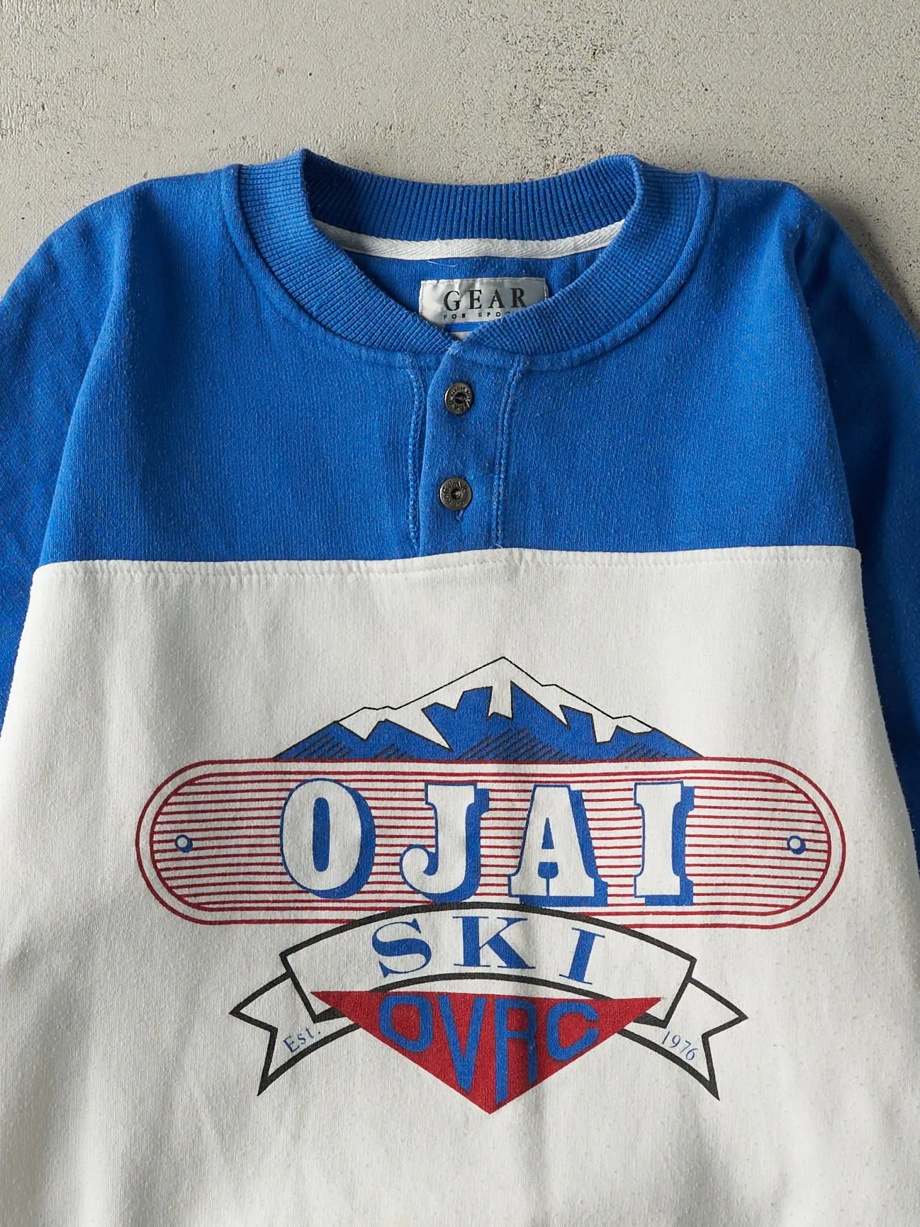 Vintage 90s Blue, Grey & White Ojai Ski Quarter Button Crewneck (M) sold by Rebalance Vintage product image thumbnail 2