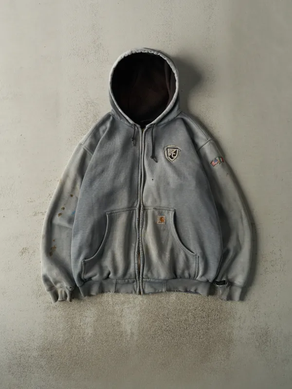 Vintage Y2K Sun Faded Grey Carhartt Heavyweight Zip Up Hoodie (L/XL) sold by Rebalance Vintage