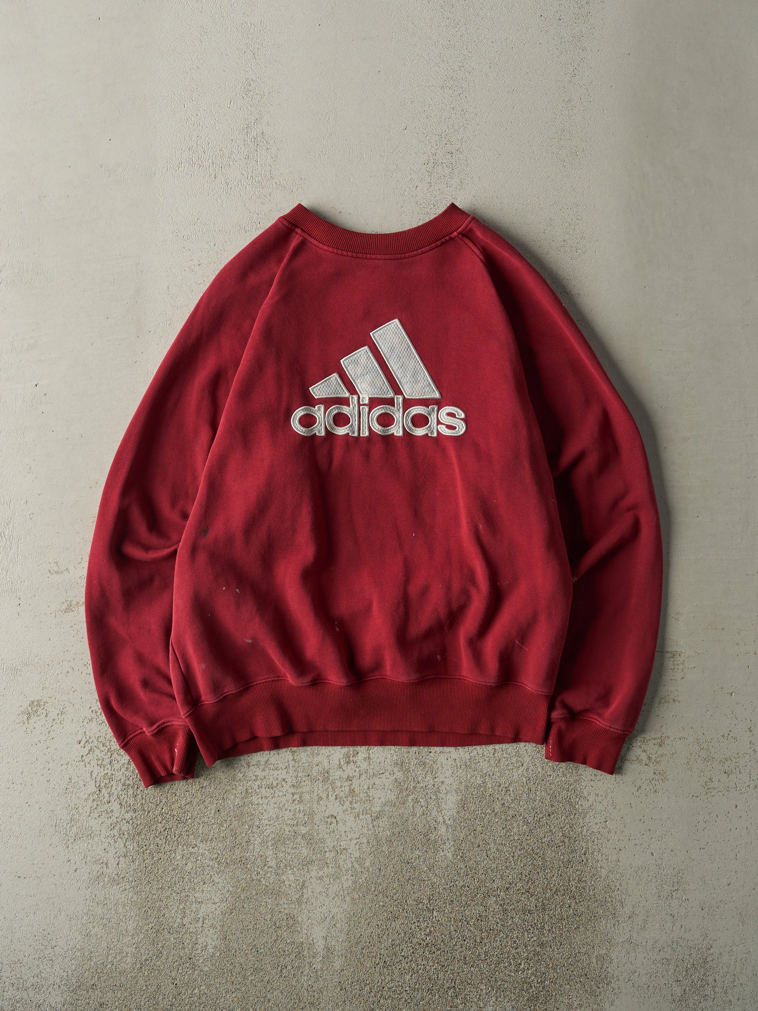 Vintage Y2K Burgudy Adidas Embroidered Crewneck (L) sold by Rebalance Vintage