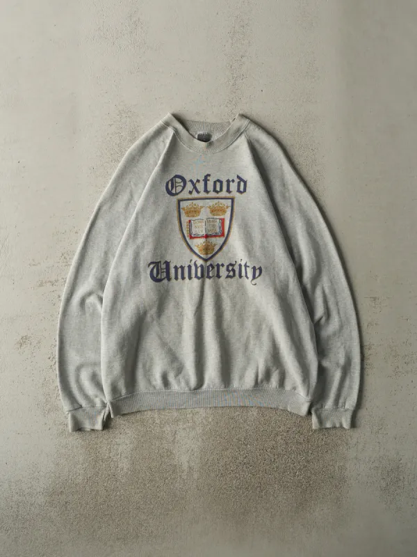 Vintage 90s Heather Grey Oxford University Crewneck (L) sold by Rebalance Vintage