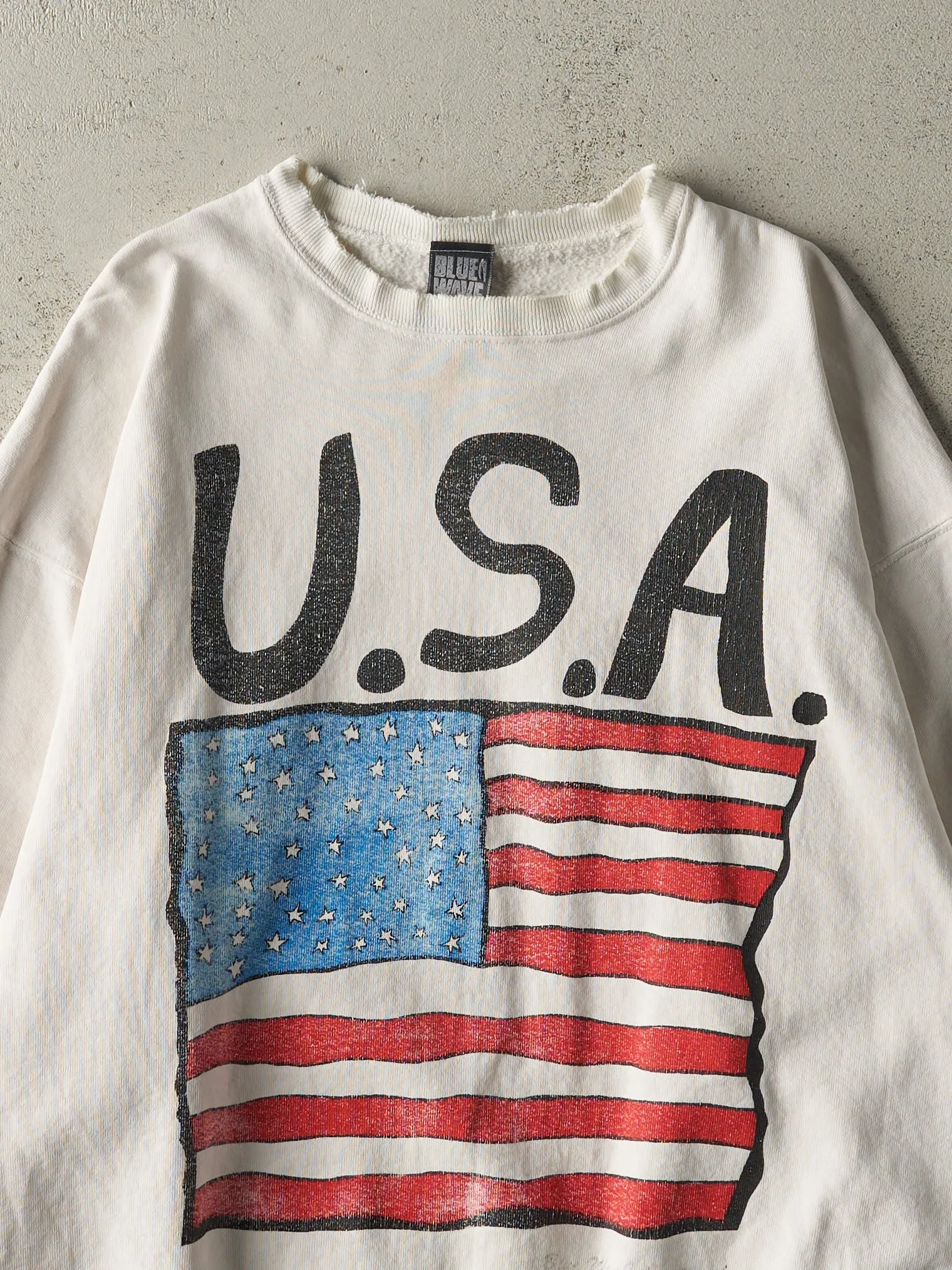 Vintage 90s White USA Flag Crewneck (L) sold by Rebalance Vintage product image thumbnail 2