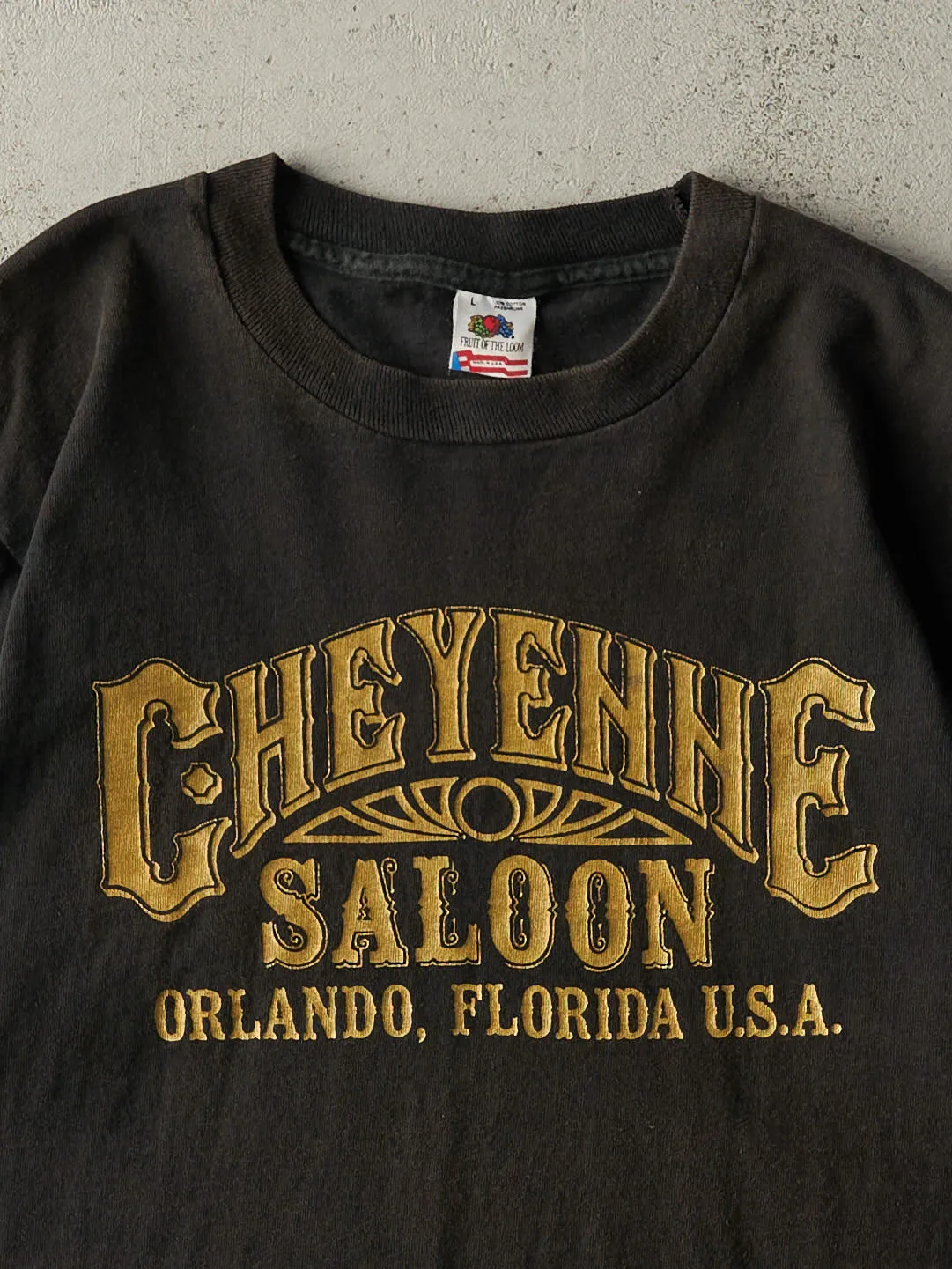 Vintage 90s Black Cheyenne Saloon Single Stitch Tee (M) sold by Rebalance Vintage product image thumbnail 2