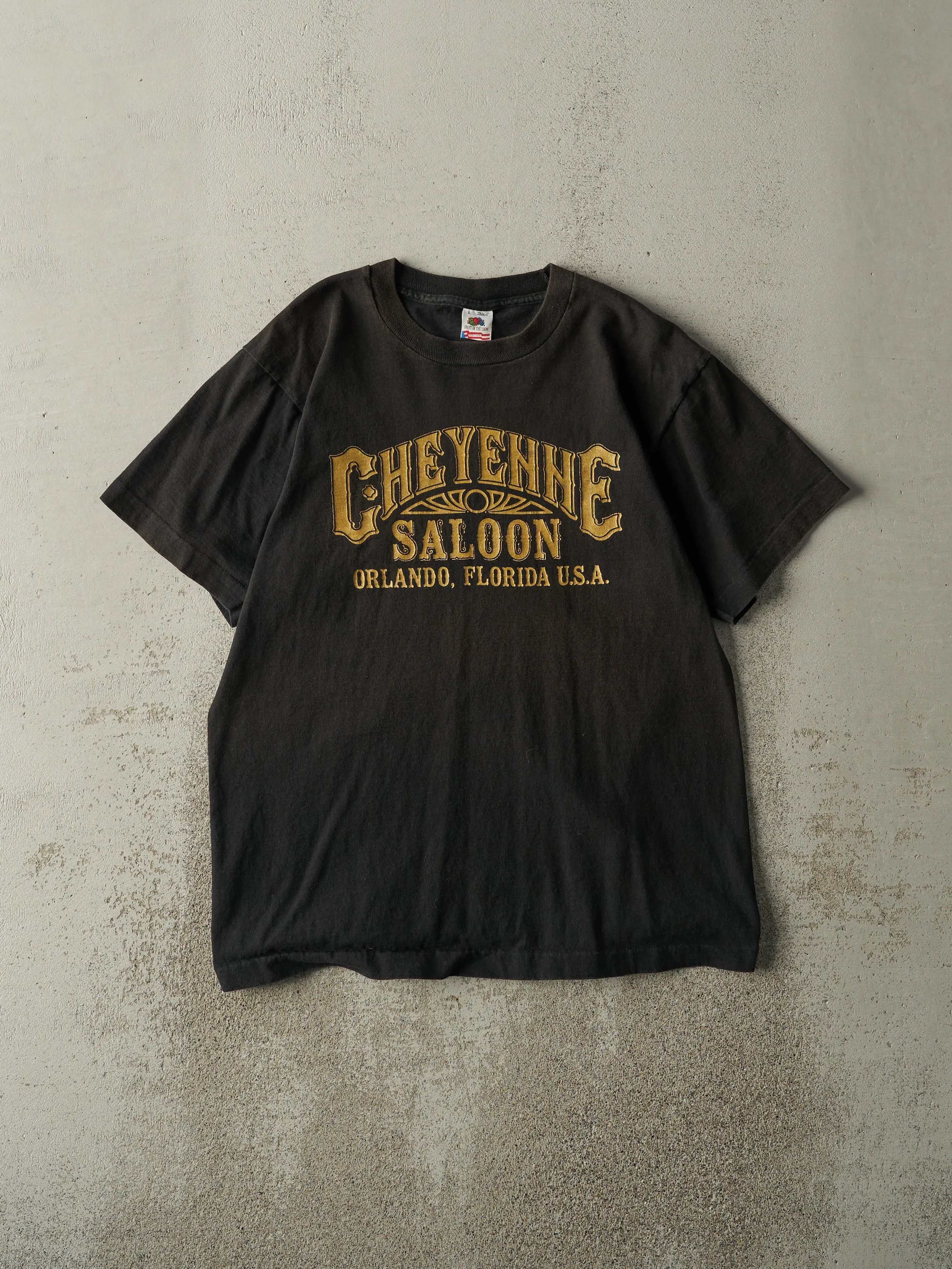 Vintage 90s Black Cheyenne Saloon Single Stitch Tee (M) sold by Rebalance Vintage