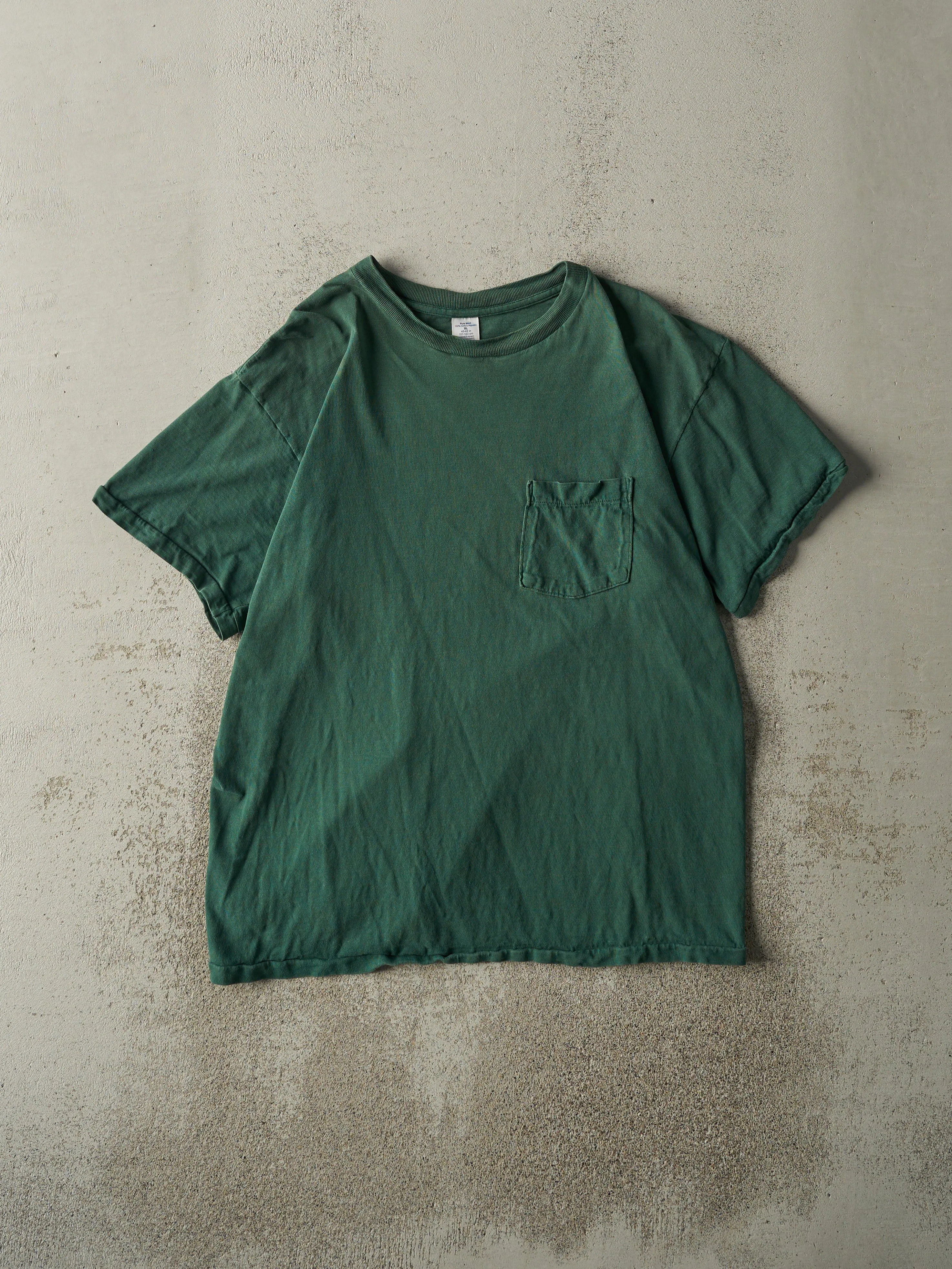 Vintage 90s Green JC Penney Blank Pocket Tee (M) sold by Rebalance Vintage