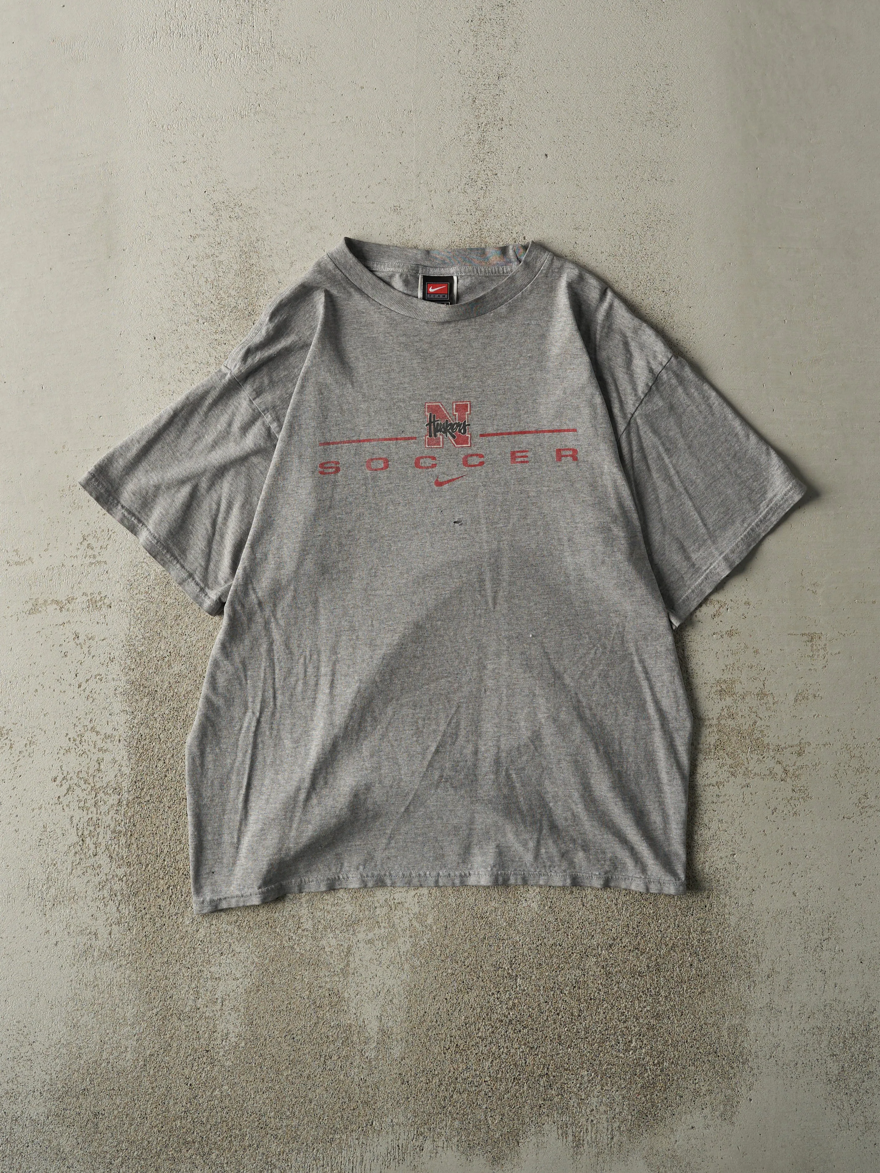 Vintage Y2K Grey Nebraska Cornhuskers Soccer Nike Tee (M) sold by Rebalance Vintage