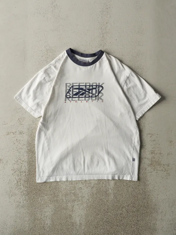 Vintage Y2K White & Navy Reebok Athletic Tee (M) sold by Rebalance Vintage