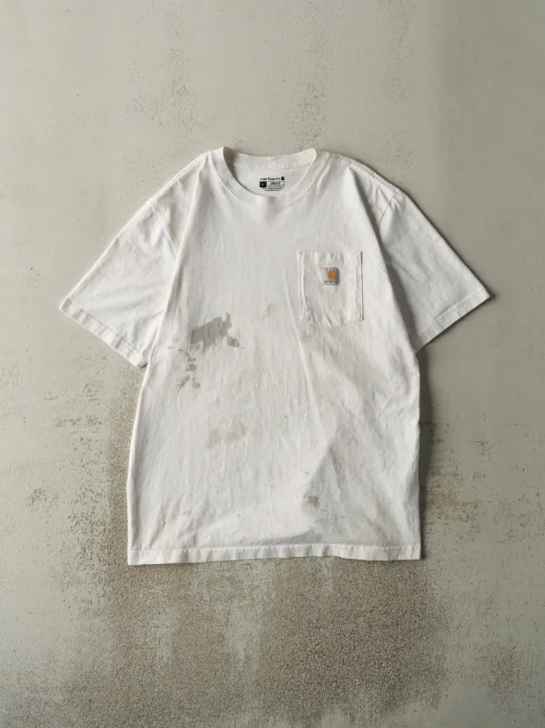 Vintage Y2K White Carhartt Pocket Tee (XL) sold by Rebalance Vintage