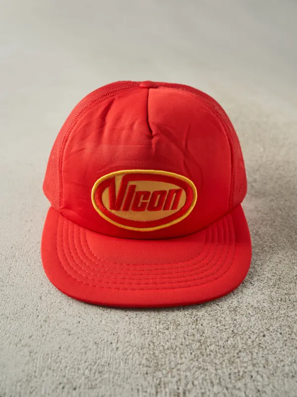 Vintage 80s Red Vicon Foam Trucker Hat sold by Rebalance Vintage