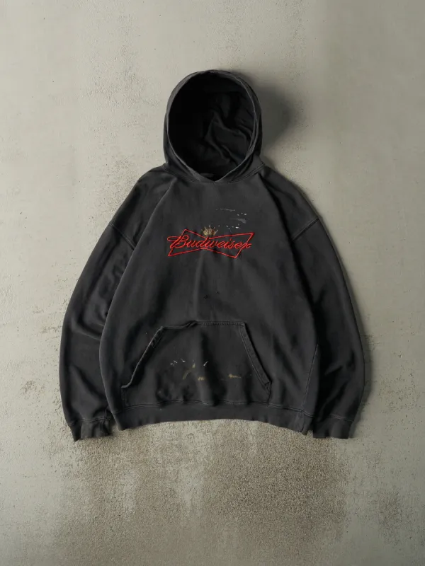 Vintage 90s Faded Black Embroidered Budweiser Hoodie (L) sold by Rebalance Vintage