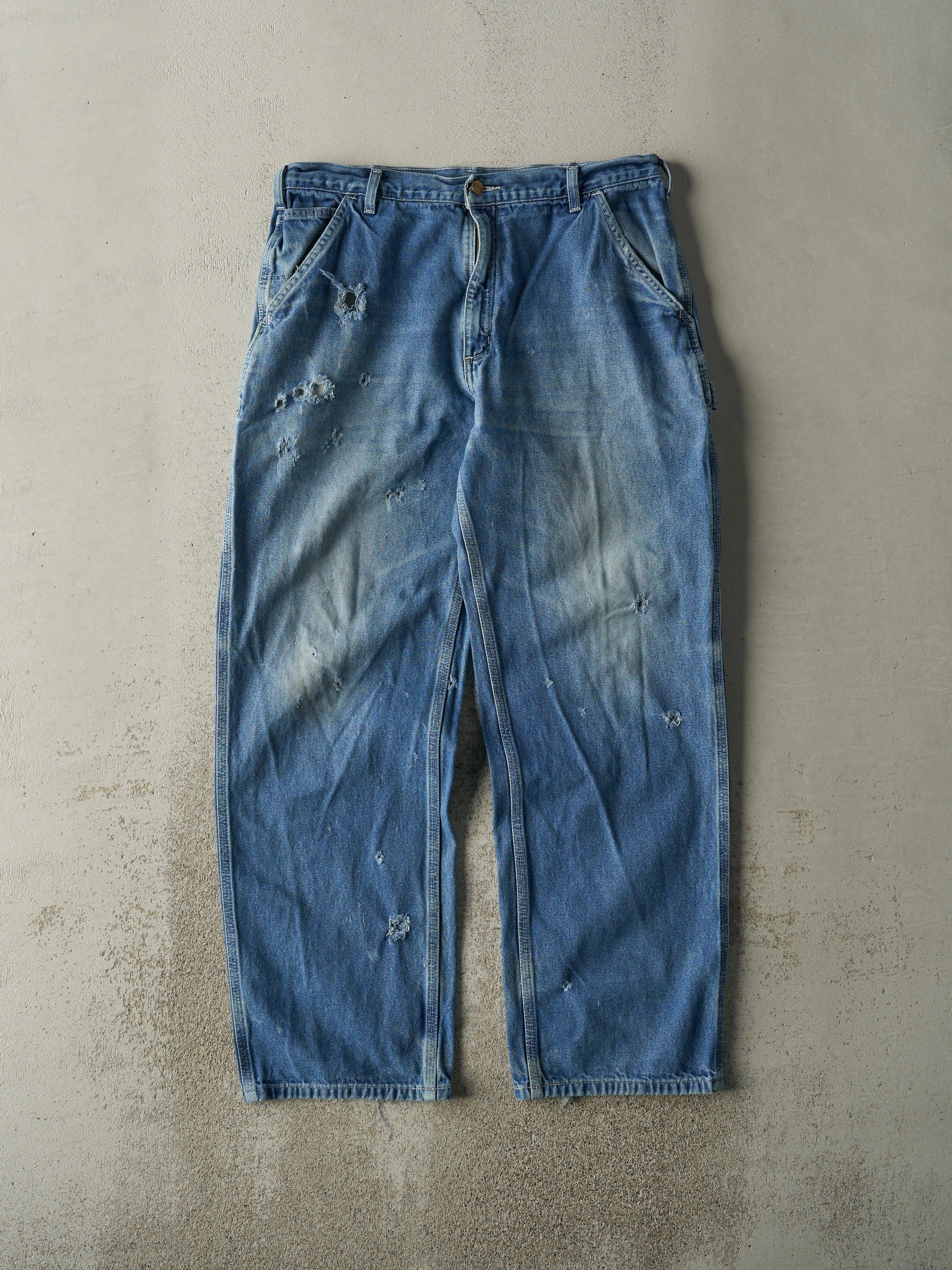 Vintage Y2K Mid Wash Carhartt Dungaree Fit Carpenter Jeans (35.5x31) sold by Rebalance Vintage