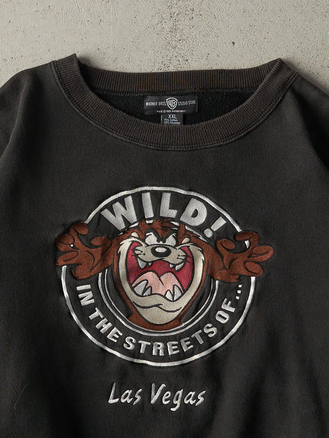 Vintage 95' Black Tasmanian Devil Las Vegas Boxy Crewneck (XXL) sold by Rebalance Vintage product image thumbnail 2