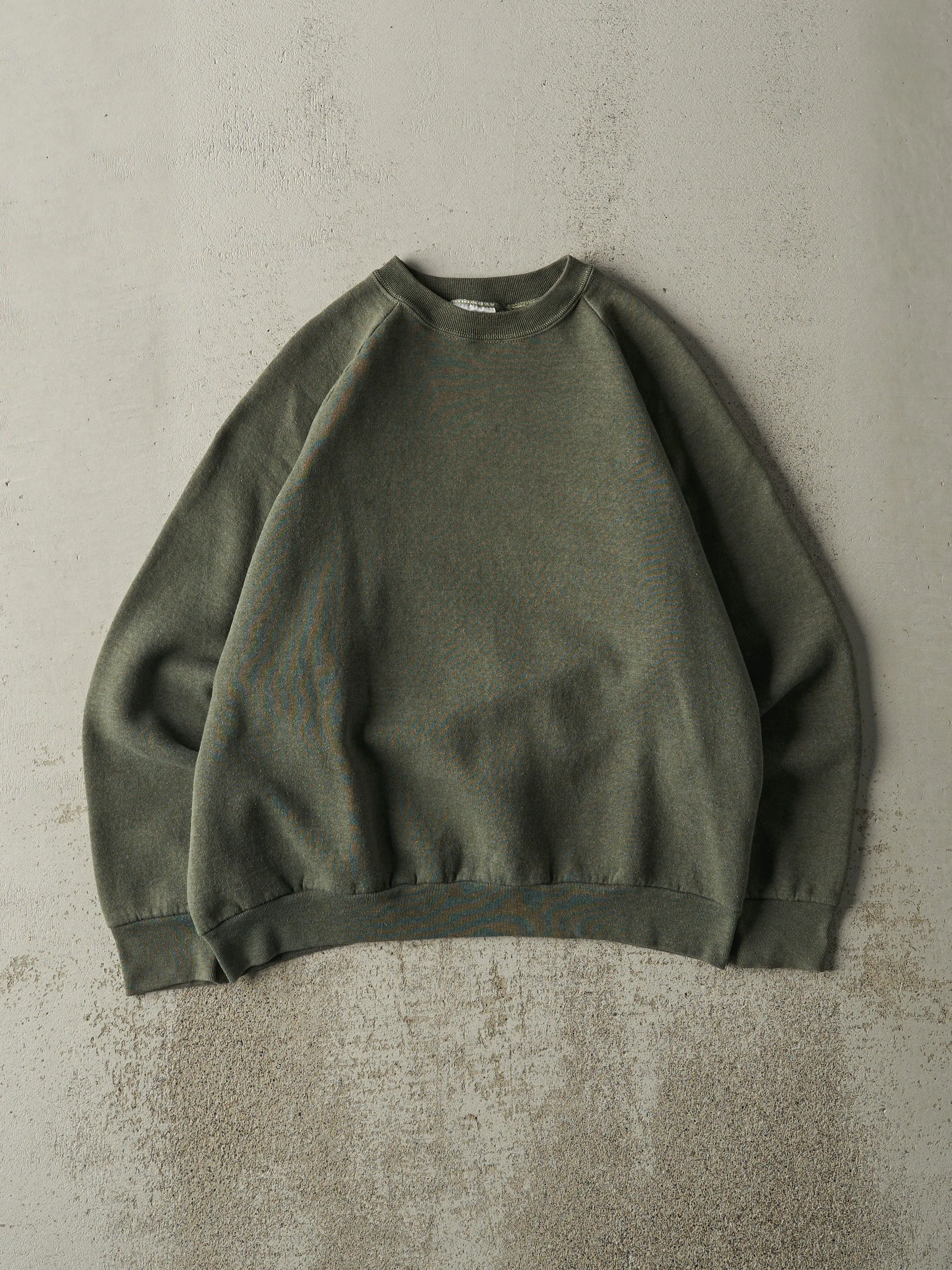 Vintage 90s Washed Green Blank Boxy Crewneck (M) sold by Rebalance Vintage