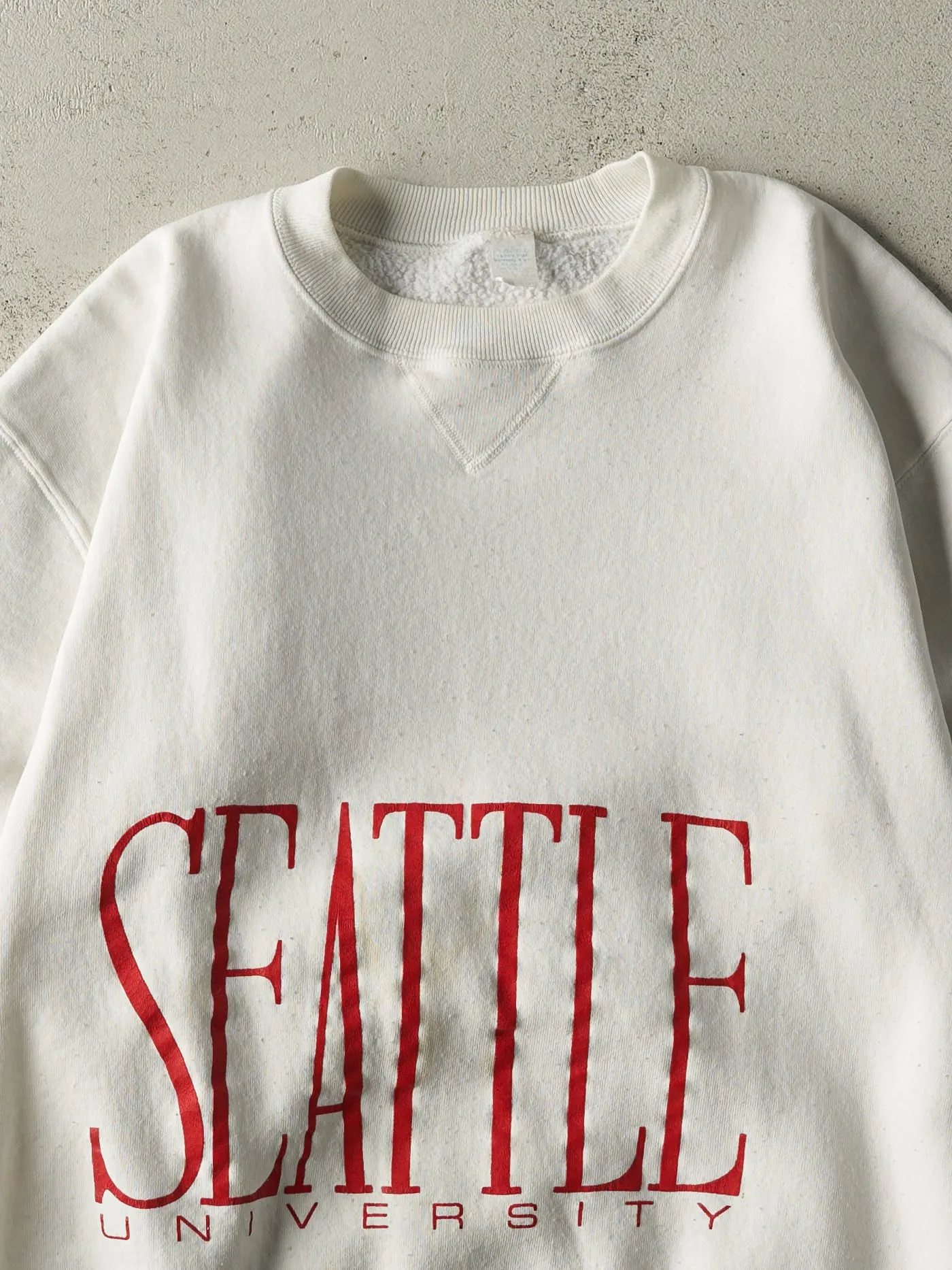 Vintage 80s White Russell Athletic Seattle University Crewneck (M) sold by Rebalance Vintage product image thumbnail 2