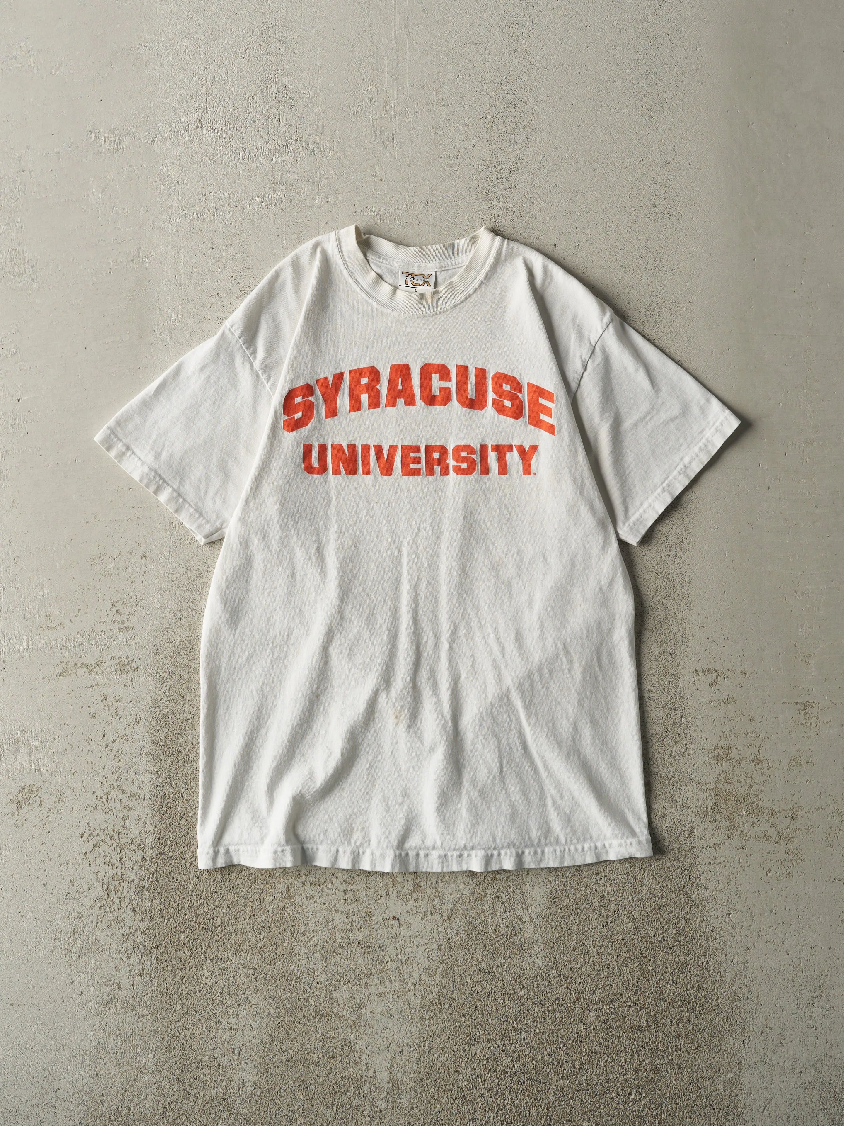 Vintage Y2K White Syracuse University Tee (S) sold by Rebalance Vintage