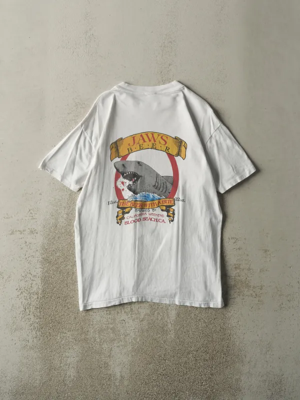 Vintage 90s White Jaws Beer Tee (M) sold by Rebalance Vintage