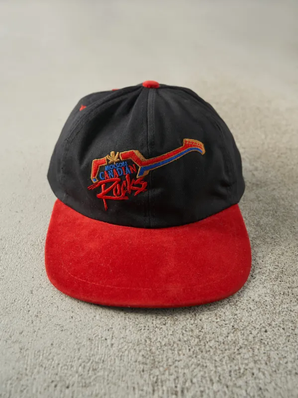 Vintage 90s Black & Red Molson Canadian Rocks Leather Strapback sold by Rebalance Vintage