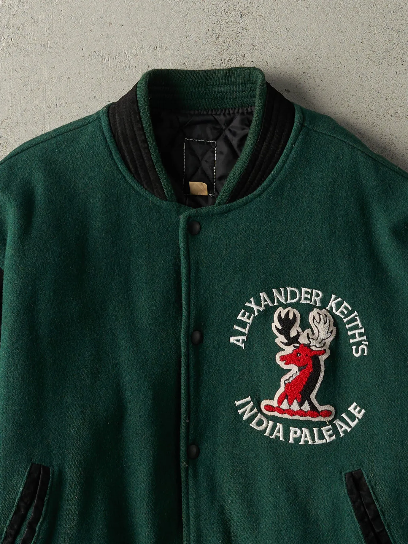 Vintage 90s Green & Black Alexander Keiths Varsity Jacket (L) sold by Rebalance Vintage product image thumbnail 3