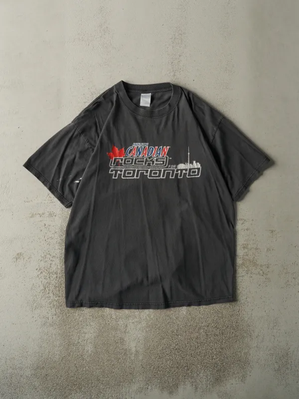 Vintage 03' Faded Black Molson Canadian Rocks Toronto Tee (L) made by Rebalance Vintage
