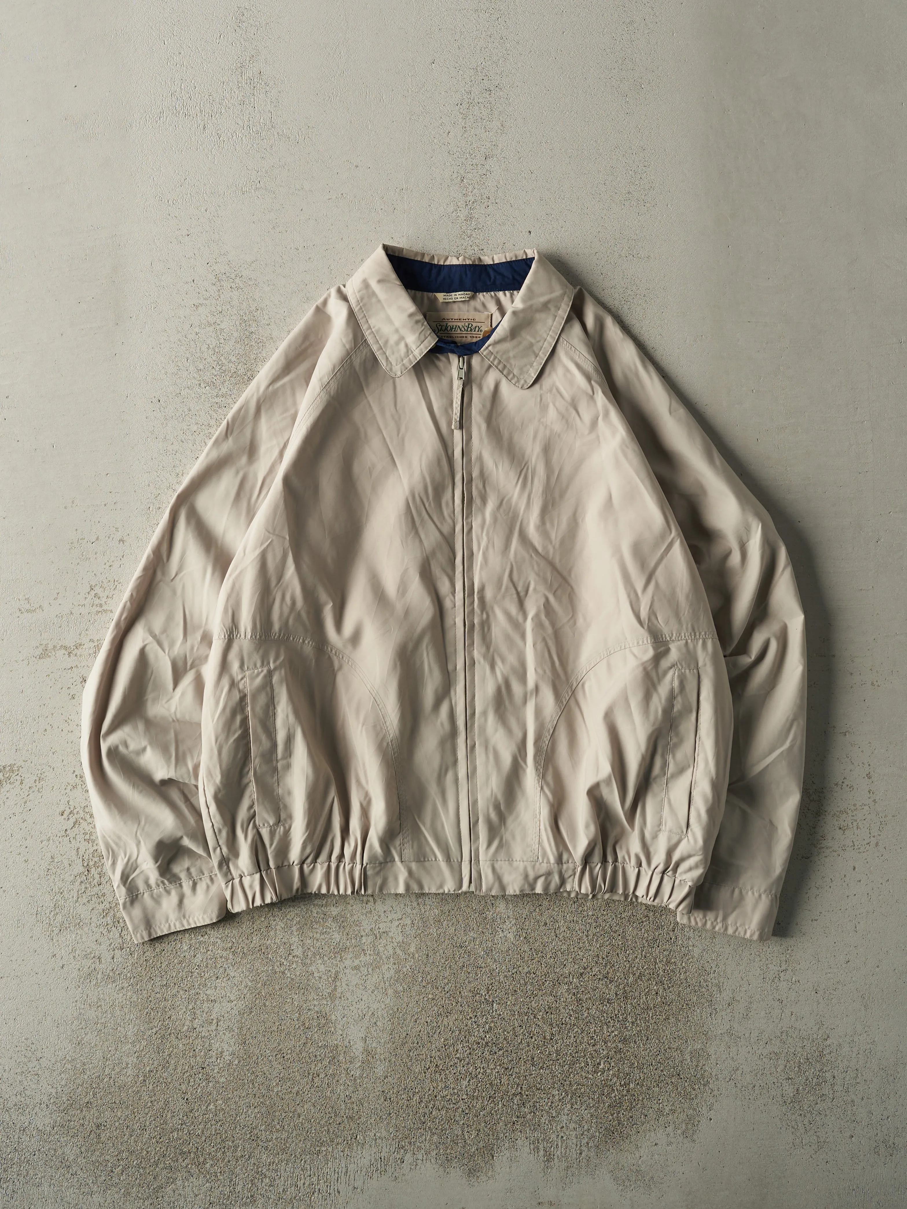 Vintage 90s Beige St Johns Bay Harrington Jacket (L) sold by Rebalance Vintage