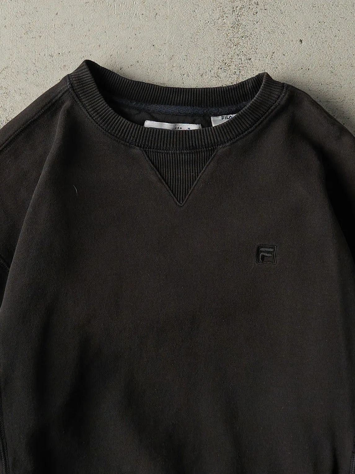 Vintage Y2K Black Embroidered Fila Crewneck (M) sold by Rebalance Vintage product image thumbnail 2