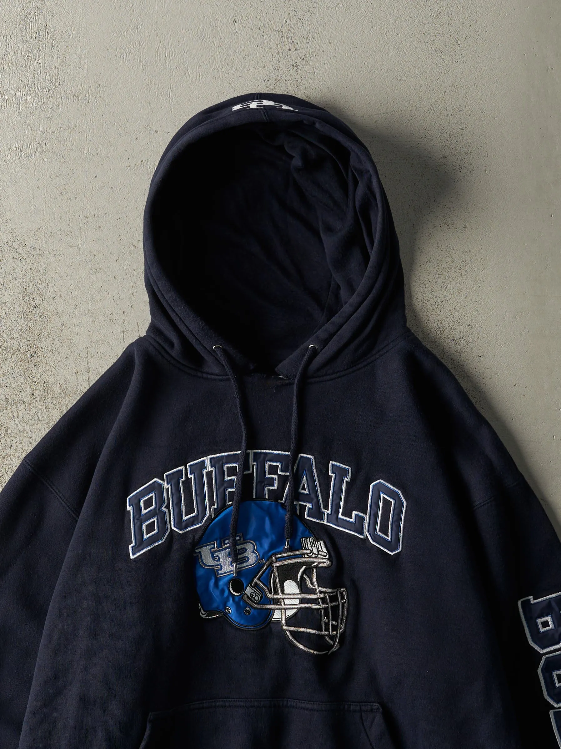 Vintage Y2K Navy Blue University of Buffalo Bulls Embroidered Champion Hoodie (L) sold by Rebalance Vintage product image thumbnail 2