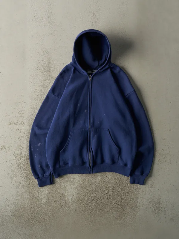 Vintage 90s Navy Blue Blank Zip Up Hoodie (M) sold by Rebalance Vintage