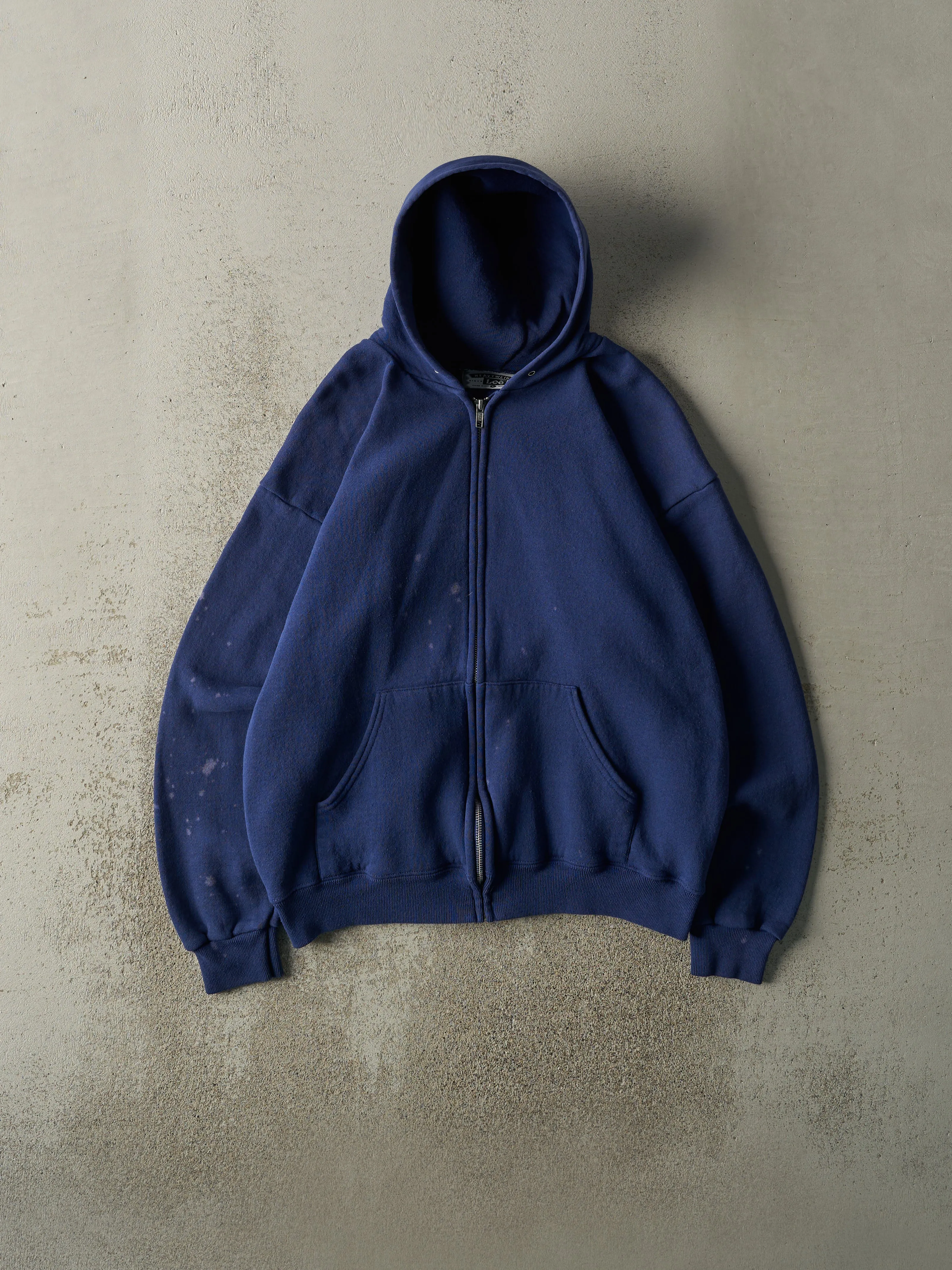 Vintage 90s Navy Blue Blank Zip Up Hoodie (M) sold by Rebalance Vintage