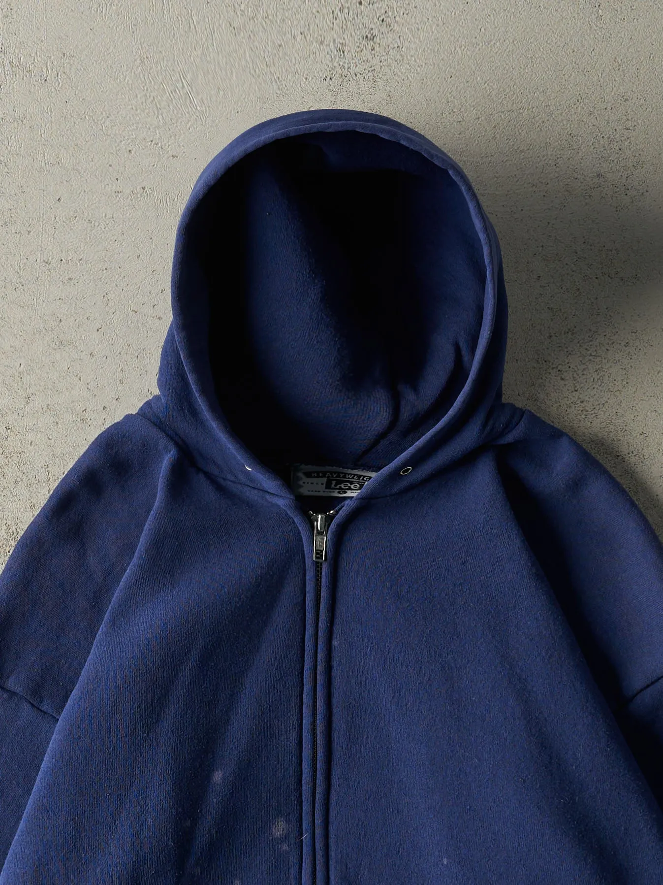 Vintage 90s Navy Blue Blank Zip Up Hoodie (M) sold by Rebalance Vintage product image thumbnail 2