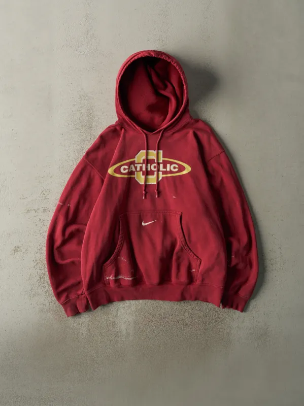 Vintage Y2K Burgundy Nike Catholic School Hoodie (L/XL) sold by Rebalance Vintage