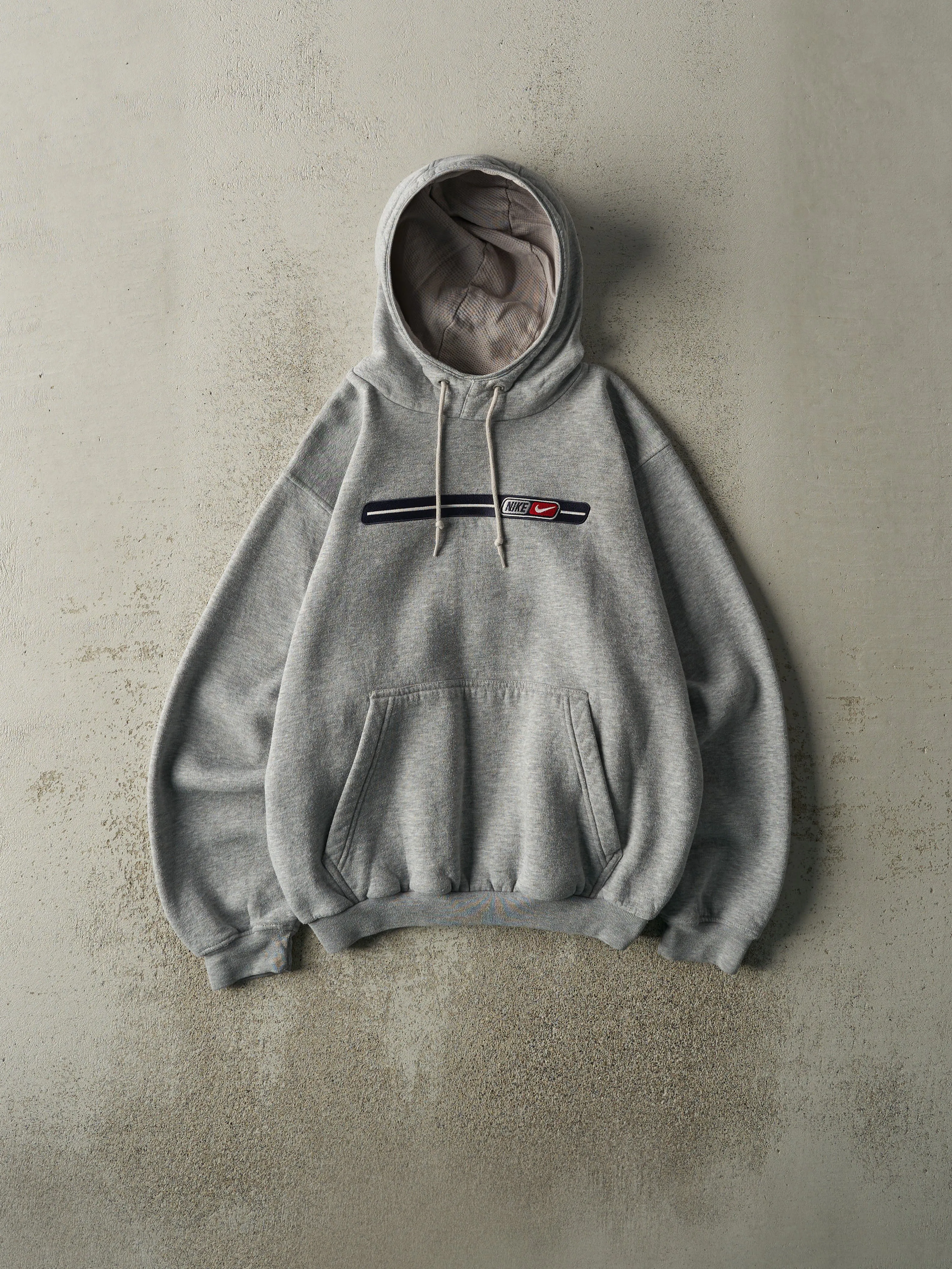 Vintage Y2K Grey Embroidered Nike Hoodie (S/M) sold by Rebalance Vintage