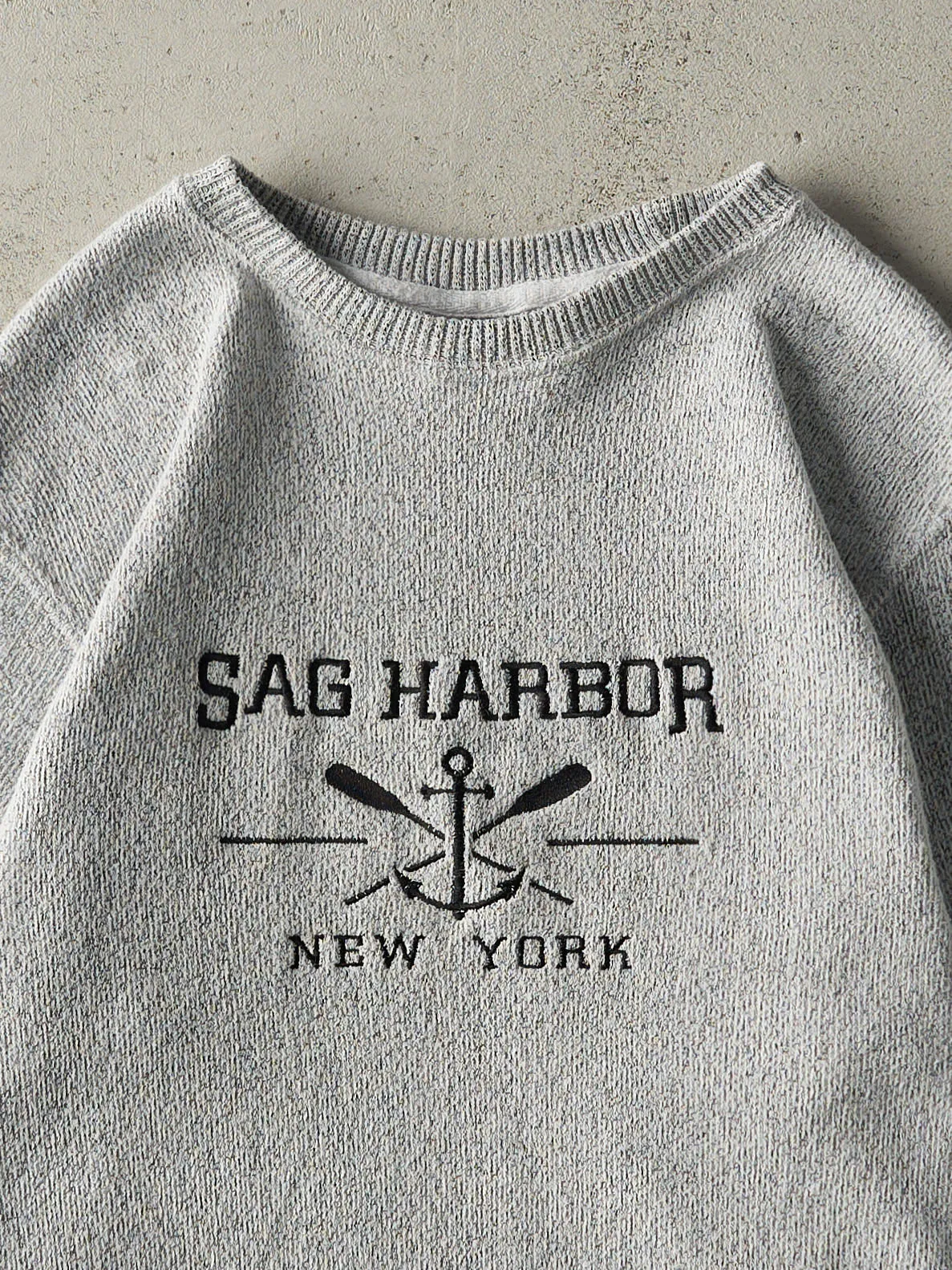 Vintage Y2K Grey Sag Harbour New York Weaved Crewneck (S/M) sold by Rebalance Vintage product image thumbnail 2