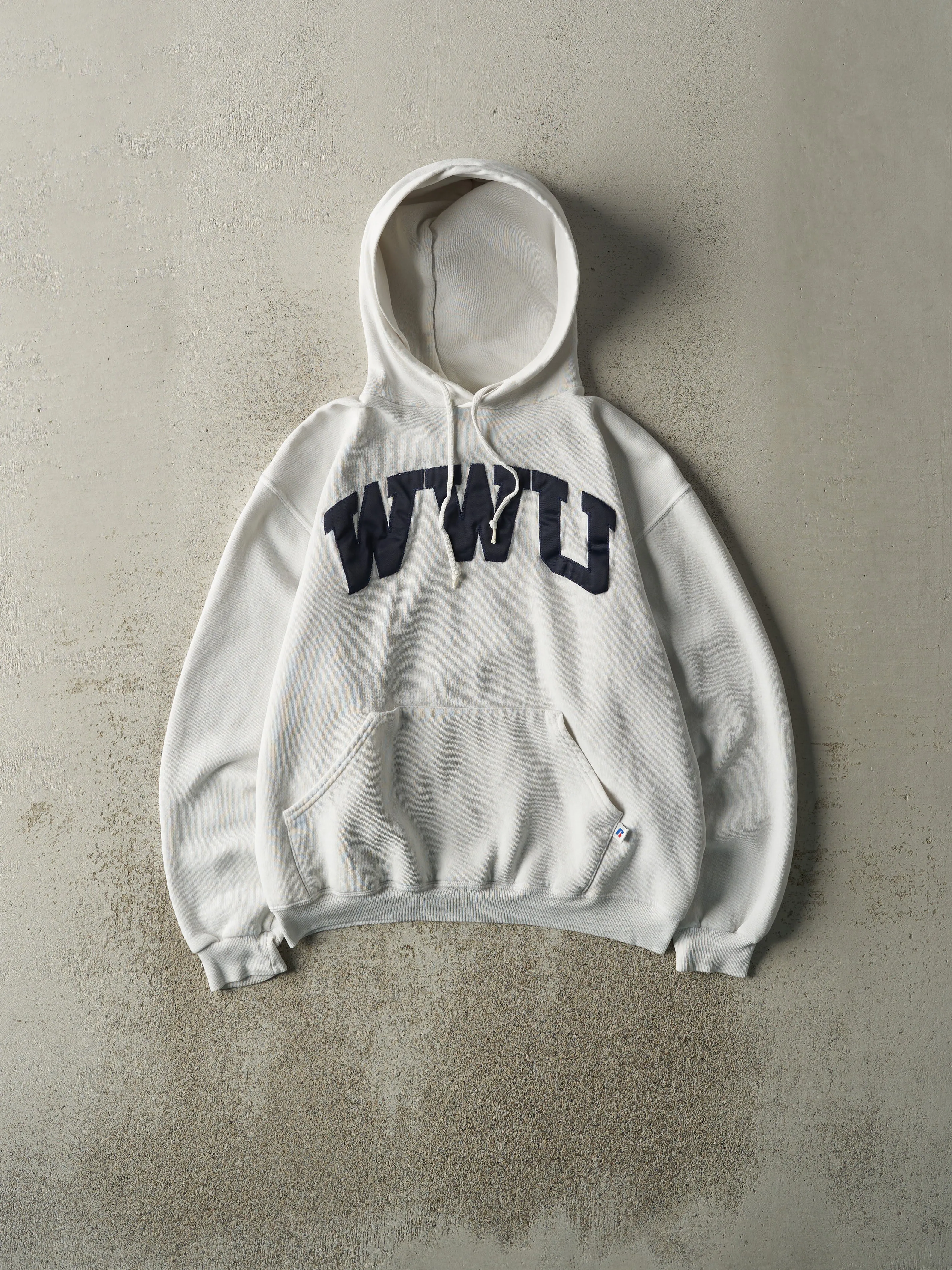 Vintage Y2K White WWU University Russell Athletic Hoodie (M) sold by Rebalance Vintage