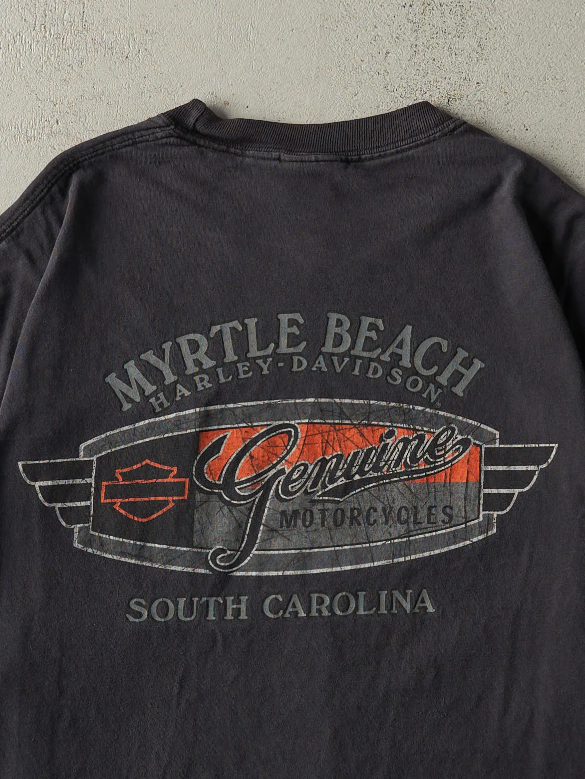 Vintage 11' Faded Black South Carolina Harley Davidson Pocket Tee (M/L) sold by Rebalance Vintage product image thumbnail 4