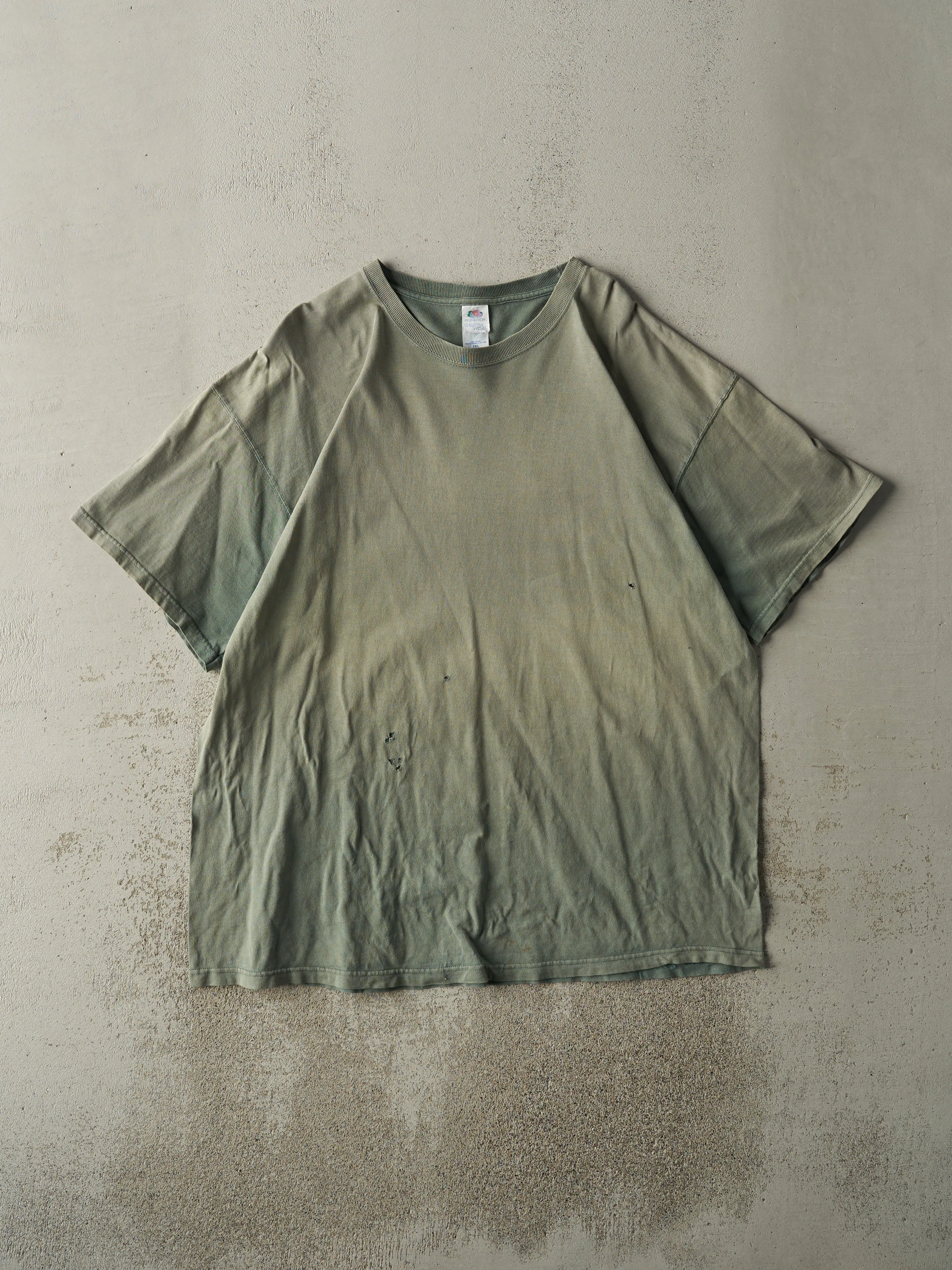 Vintage Y2K Sun Faded Green Blank Tee (XL/XXL) sold by Rebalance Vintage