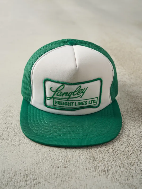 Vintage 80s Green & White Langley Freight Lines Ltd. Foam Trucker Hat sold by Rebalance Vintage
