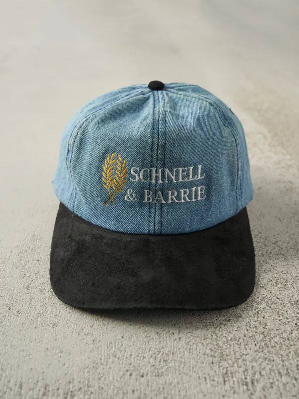 Vintage 90s Denim & Black Embroidered Schnell & Barrie Strap Back sold by Rebalance Vintage