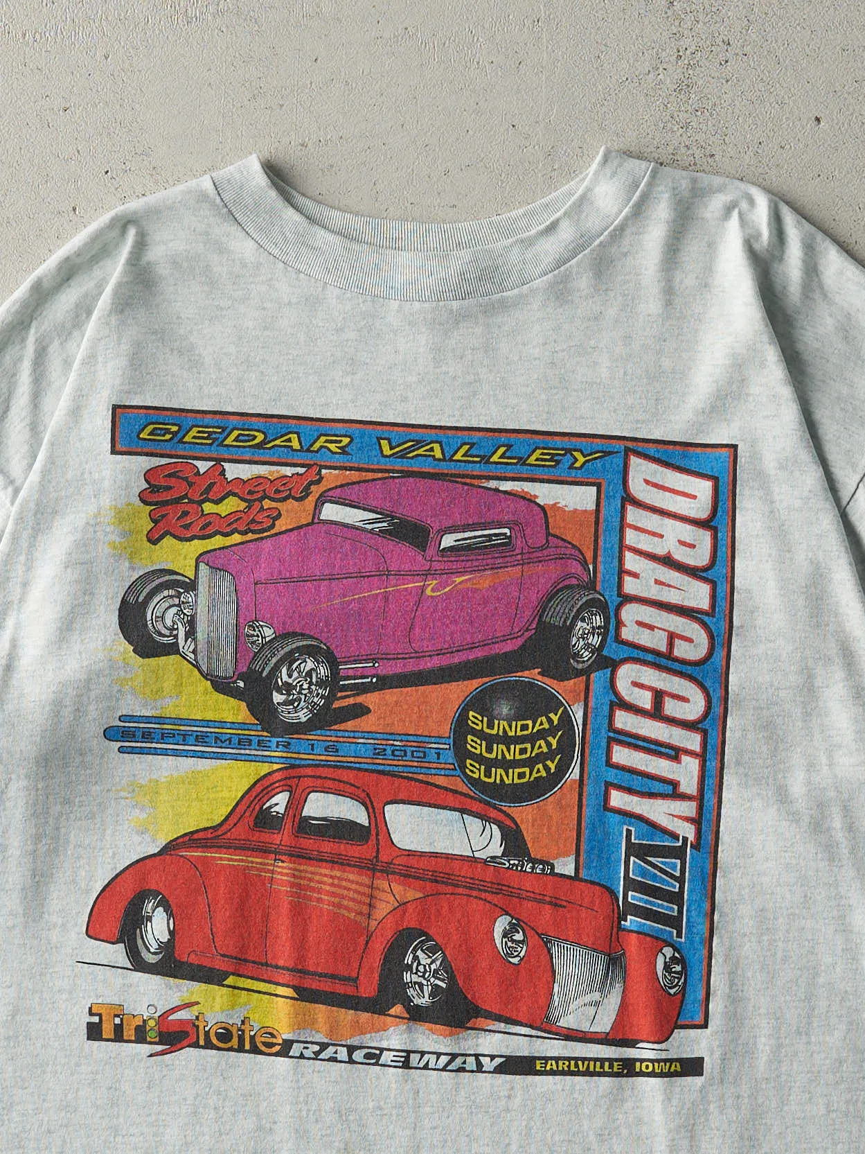 Vintage 01' Heather Grey Cedar Valley Drag Racing Tee (M/L) sold by Rebalance Vintage product image thumbnail 2