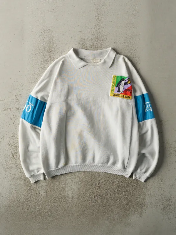 Vintage 90' White Fleetwood Mac Behind The Mask Collared Crewneck (L) sold by Rebalance Vintage